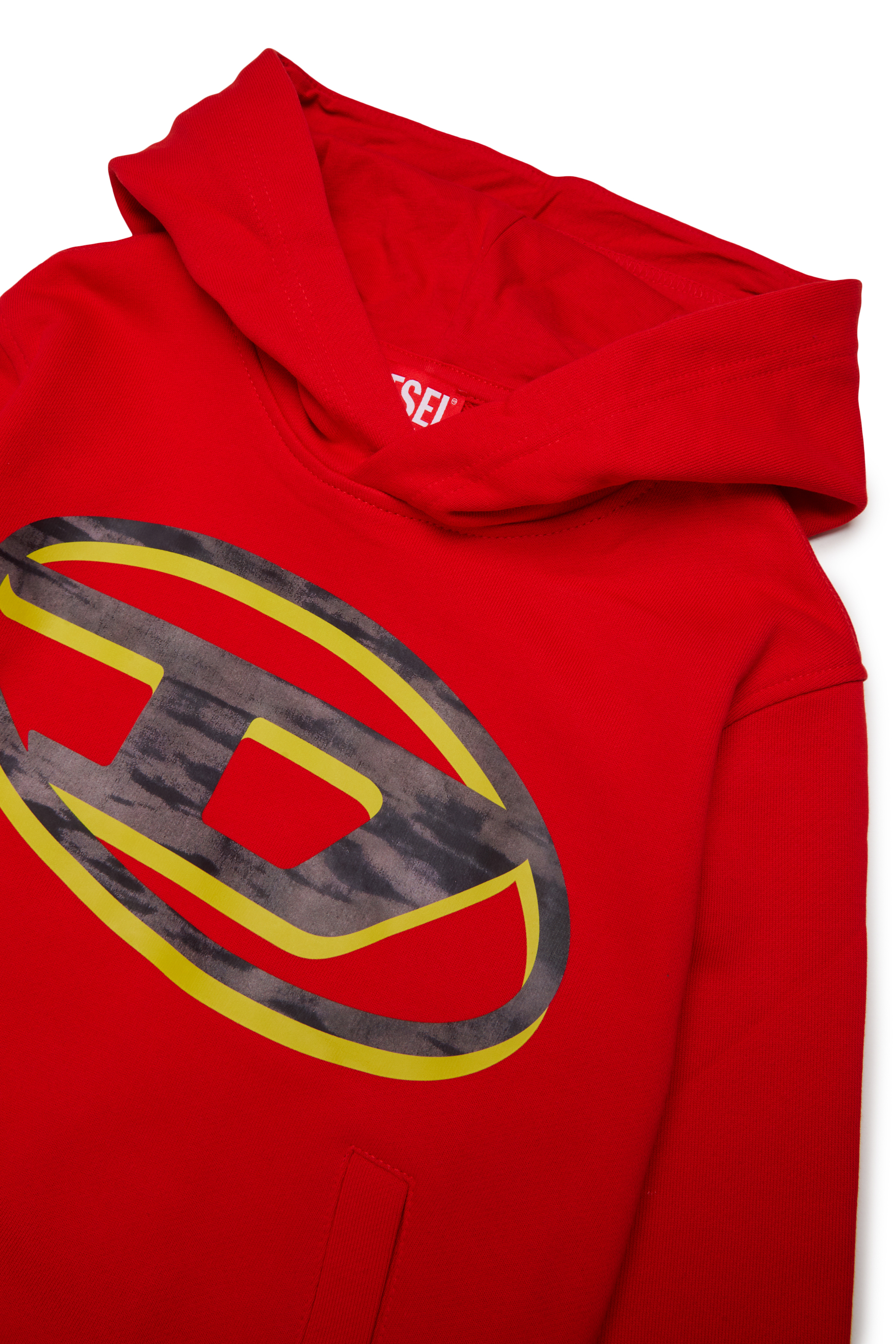 Diesel - SVELLYHOOD OVER, Man's Hoodie with two-tone Oval D print in Red - 3