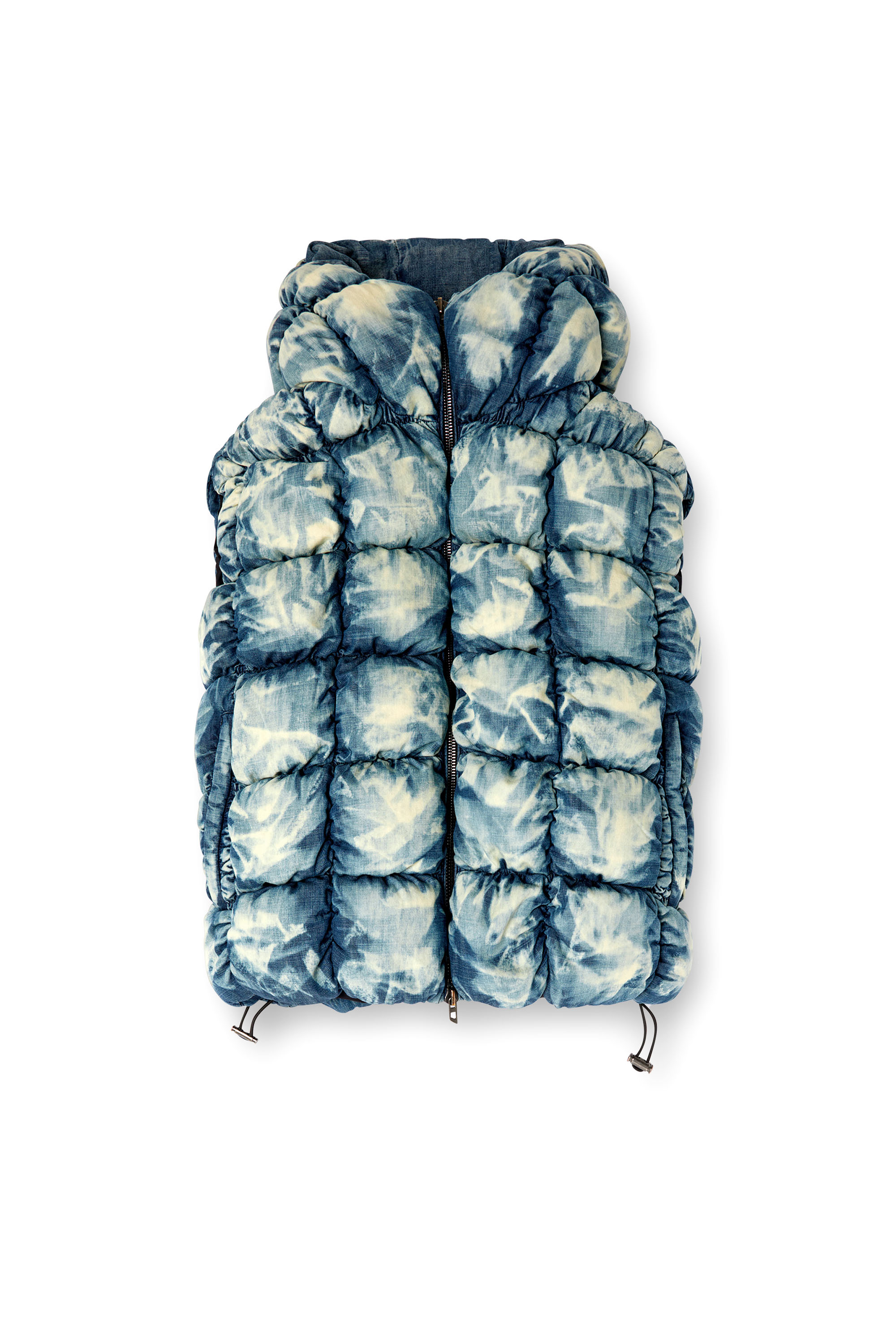Diesel - W-THYS, Unisex's Tie-dyed denim puffer vest in Blue - 2