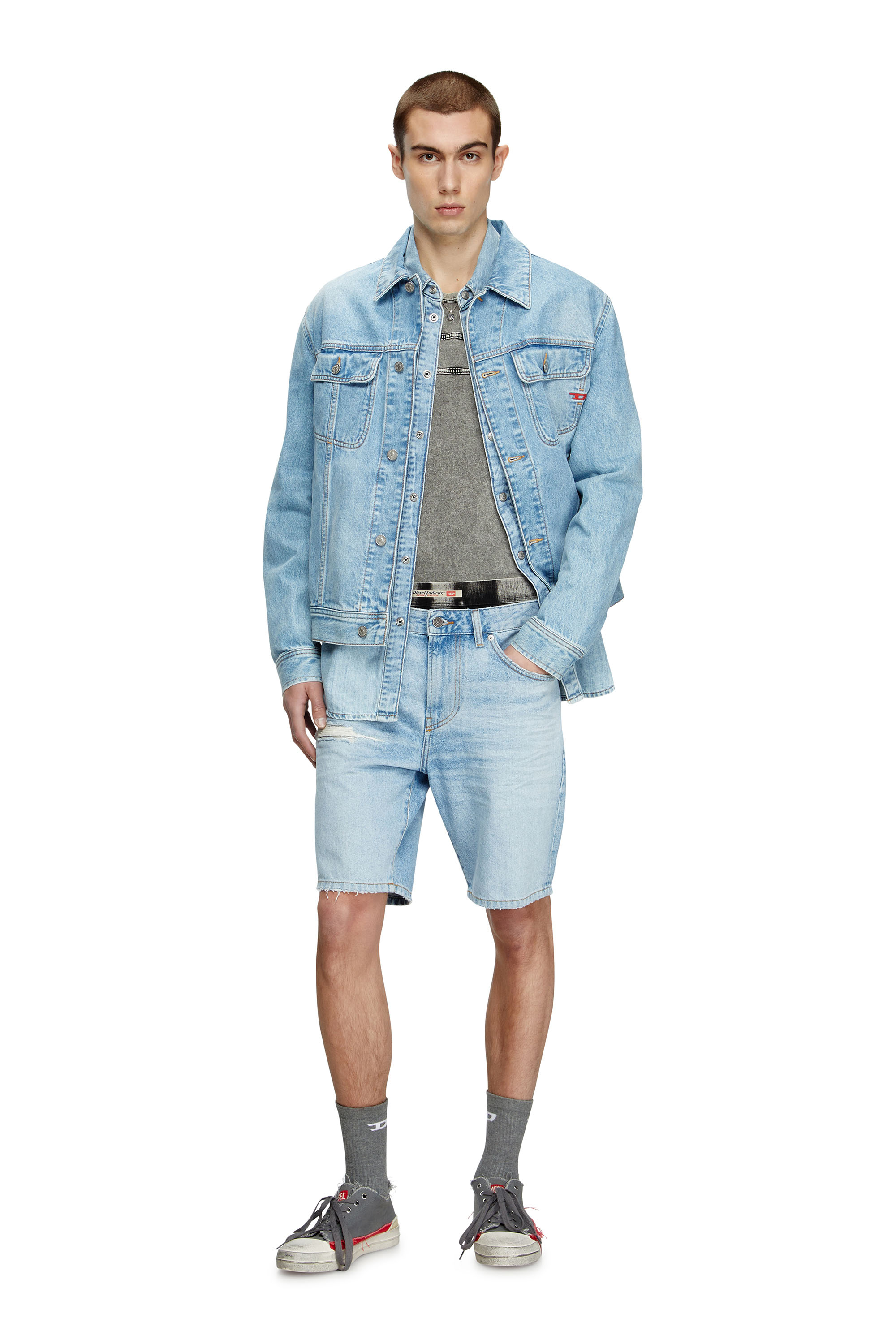 D-FIN, Light Blue Diesel - D-FIN, Man's Slim denim shorts in Light Blue - 1