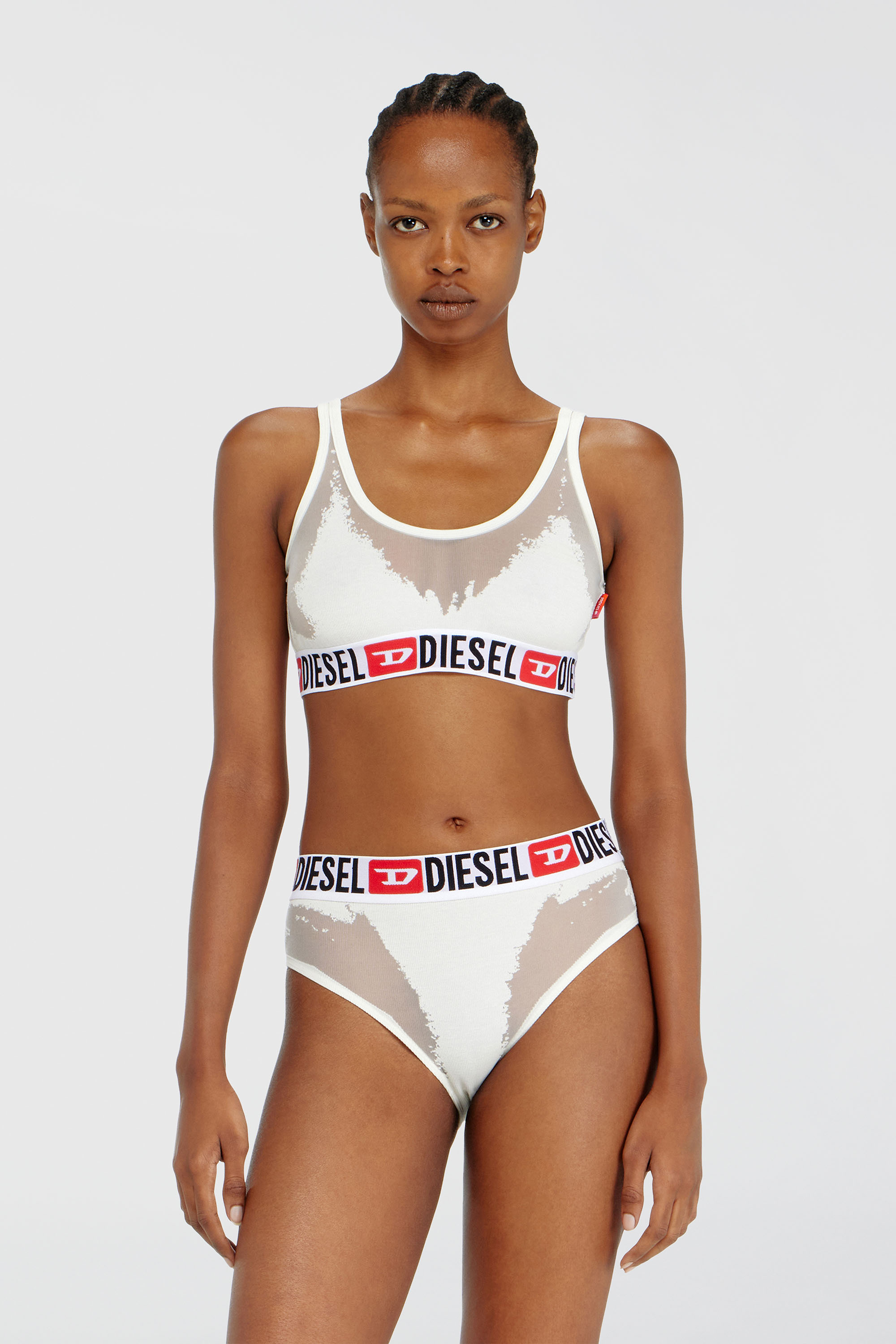 Diesel - PR-ORIBA-D-CORE, Woman's Bralette with sheer devor&eacute; effect in White - 3