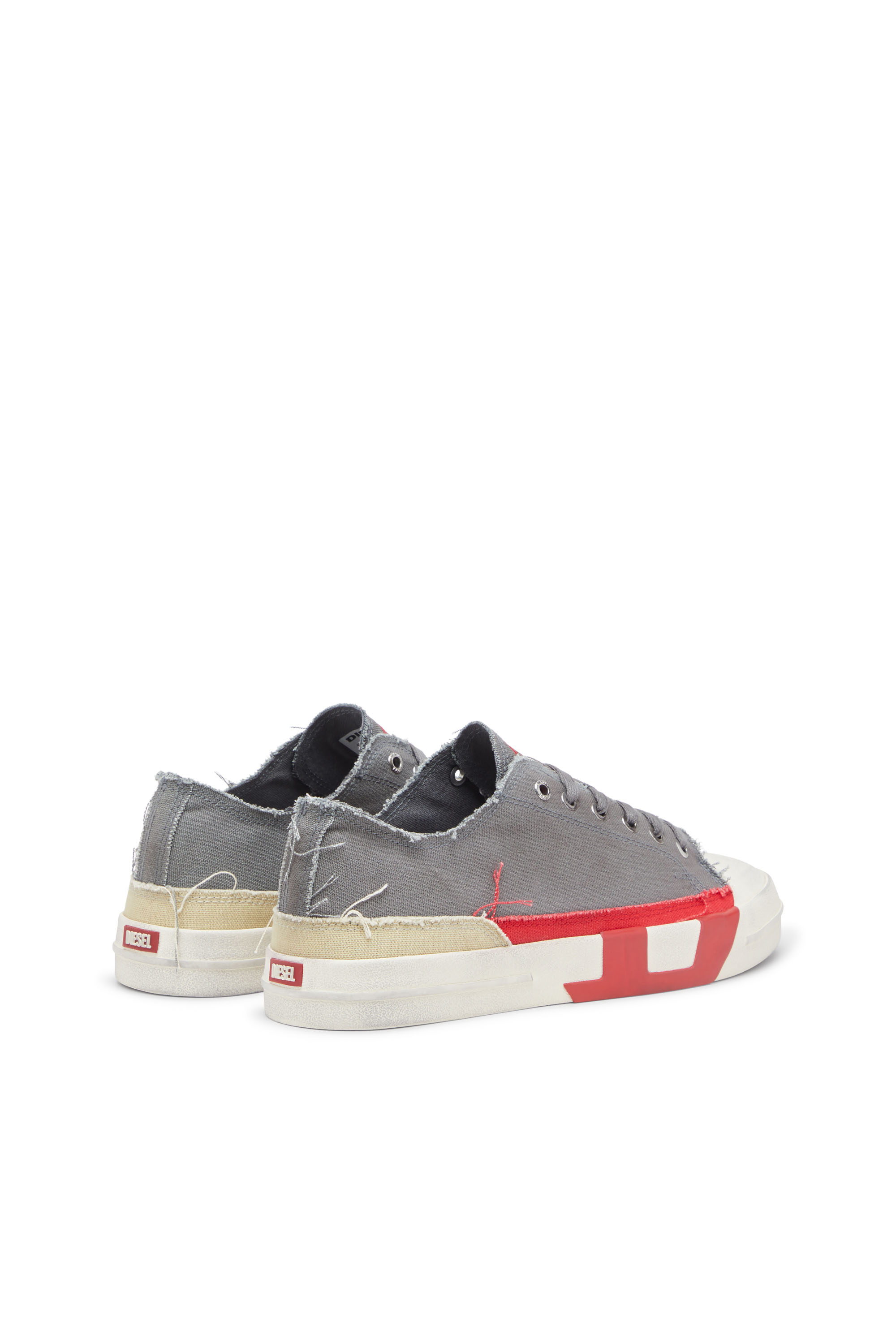 Diesel - S-D-VERSE LOW, Man's S-D-Verse-Dirty-effect canvas sneakers in Grey - 3