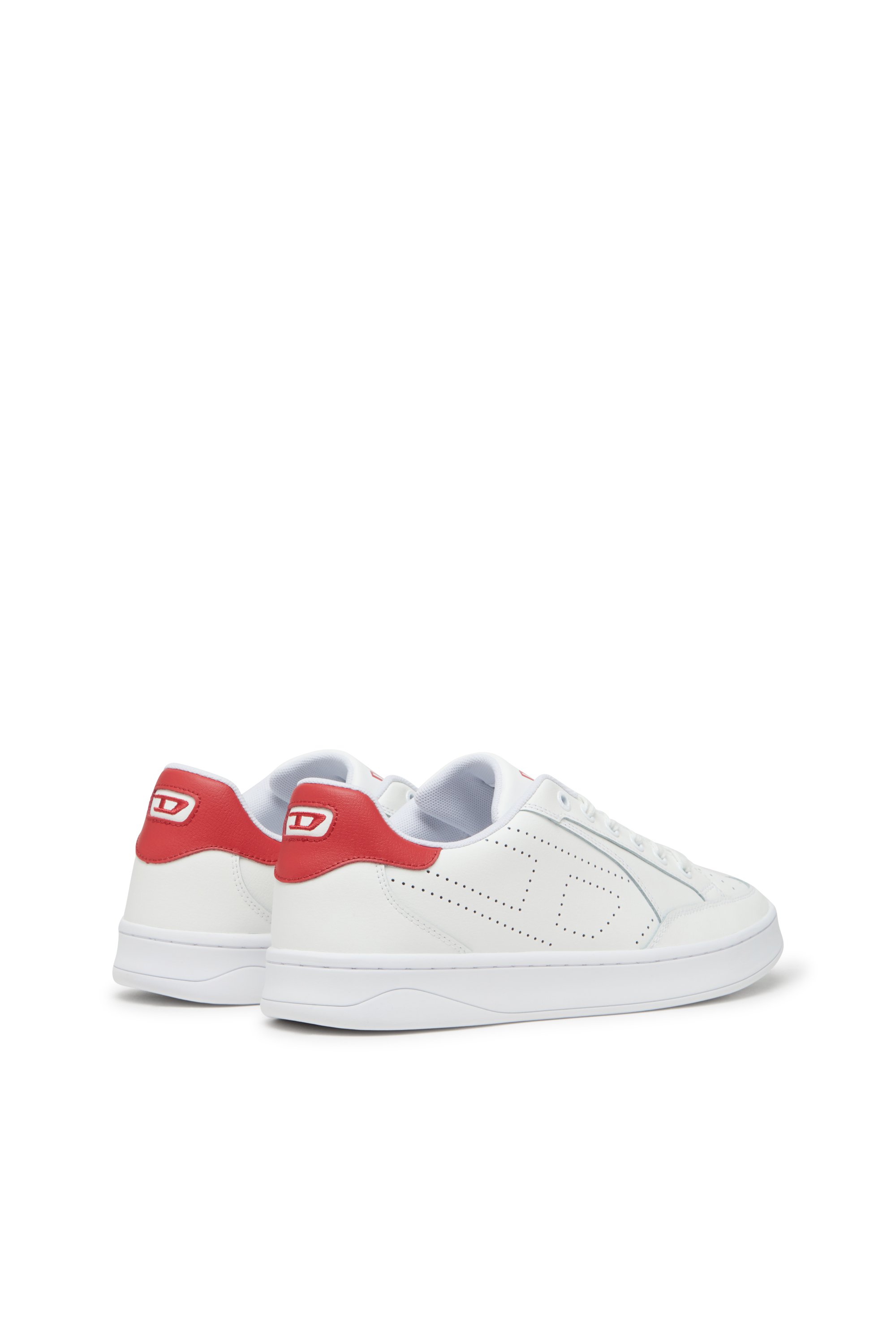 Diesel - S-DAKOTA LOW, Man's S-Dakota-Leather sneakers with perforated logo in White/Red - 3