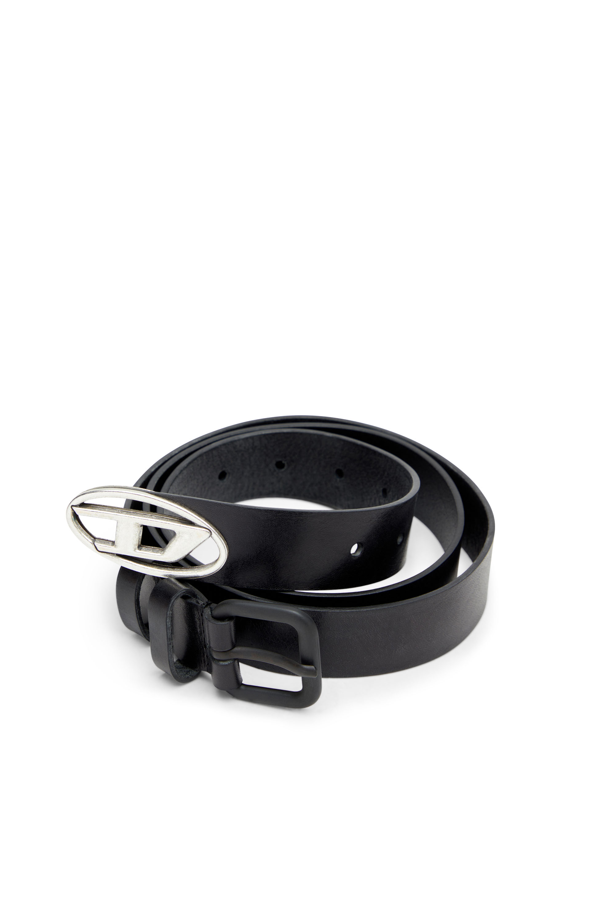 Diesel - B-INLAY, Unisex's Leather belt with oval D logo in Black - 3