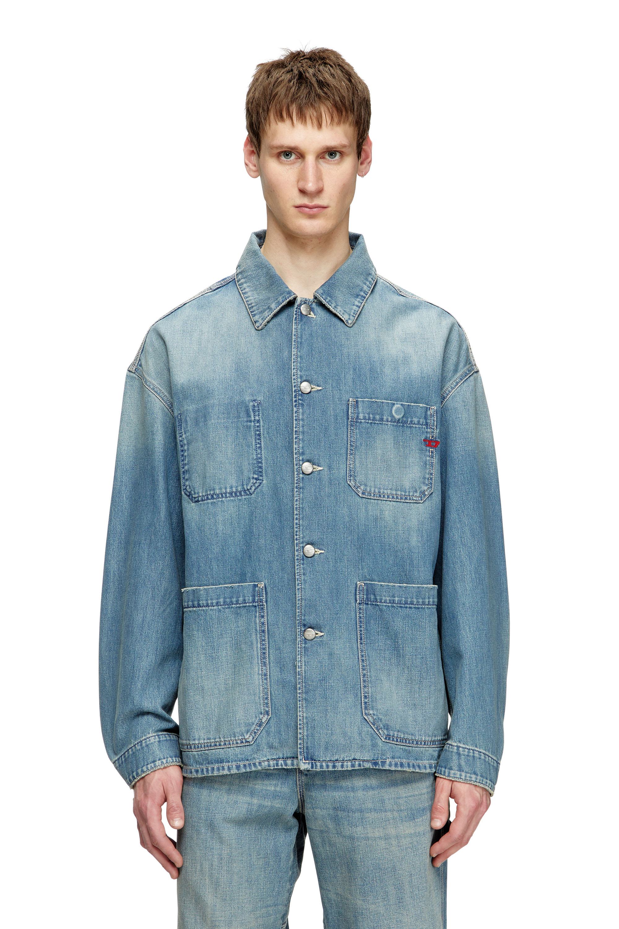 Diesel - D-STACK-U, Unisex's Utility-style denim jacket in Medium blue - 1
