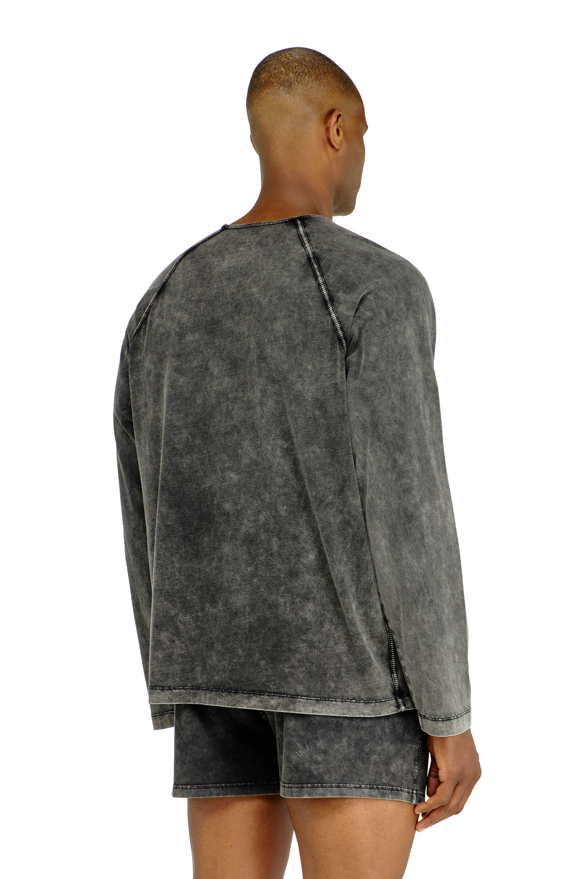 Diesel - BRYAN-DNM, Man's Cotton pijama top with logo patch in Dark grey - 3