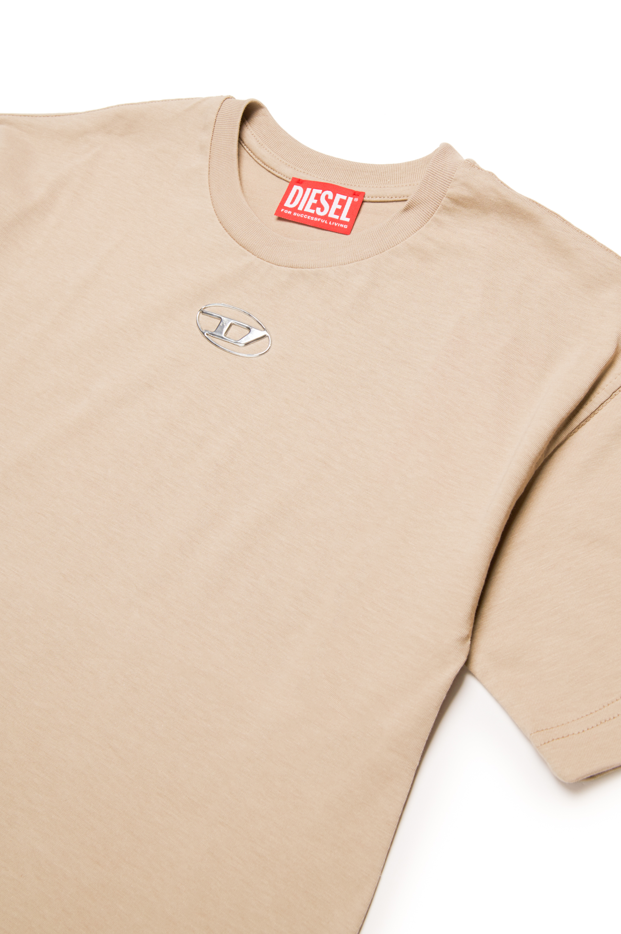 Diesel - TMARCUS OVER, Man T-shirt with metallic Oval D in Brown - Image 3