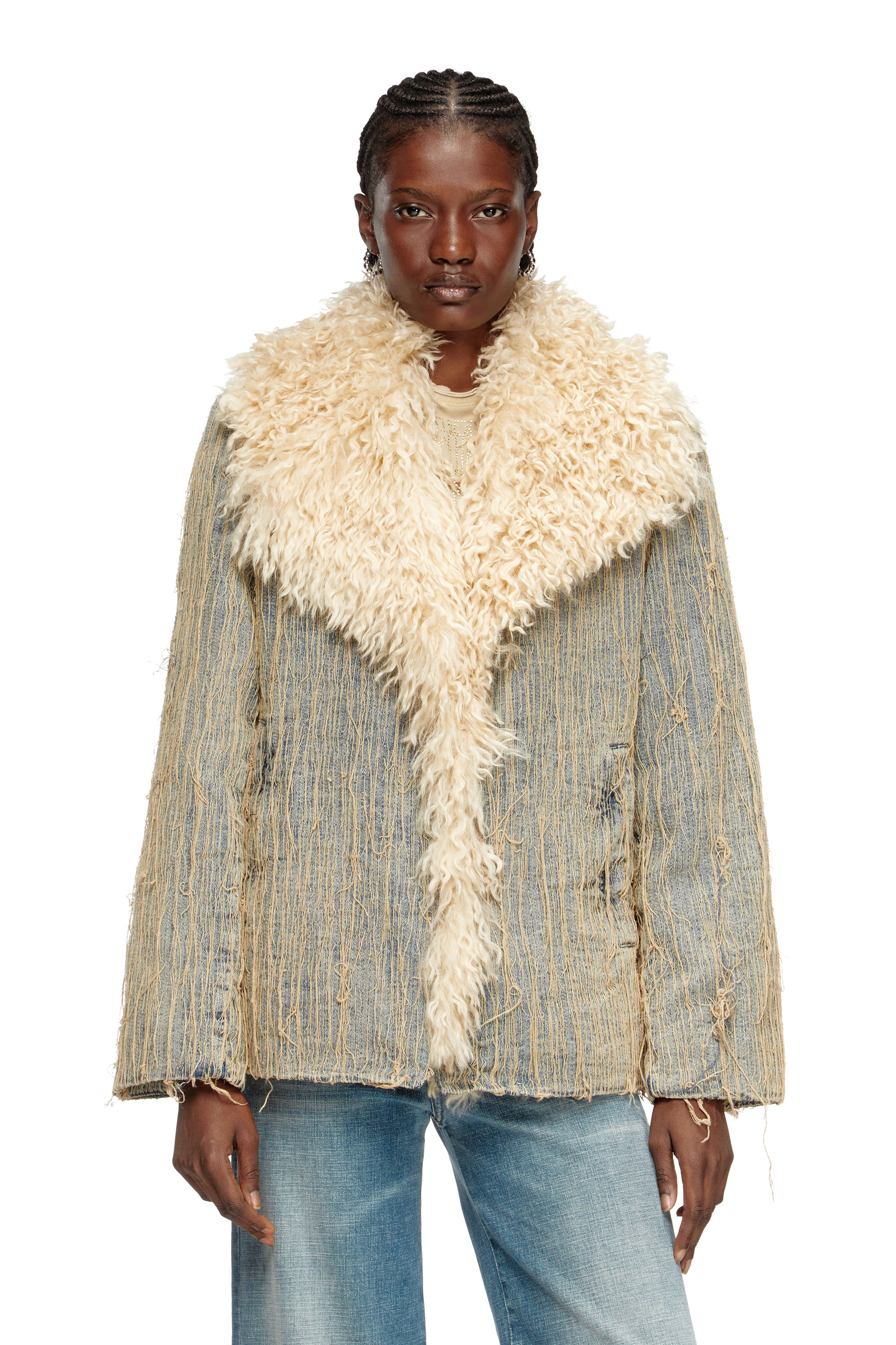 Diesel - DE-ACONIC-S, Woman's Jacket in floating-thread jacquard denim in Light Blue - 1