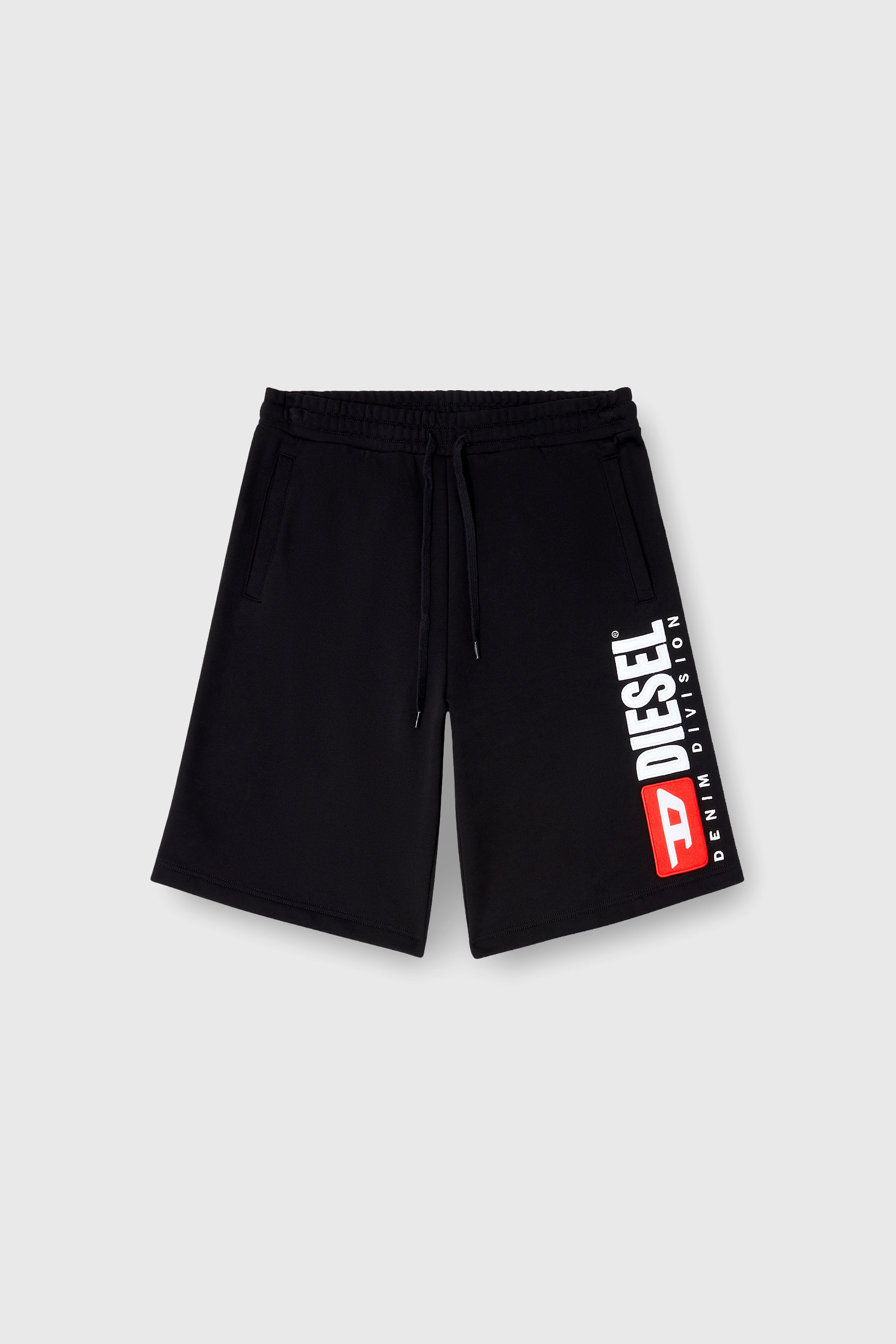 Diesel - P-CROW-DIV, Man's Fleece shorts with maxi logo patch in Black - 2