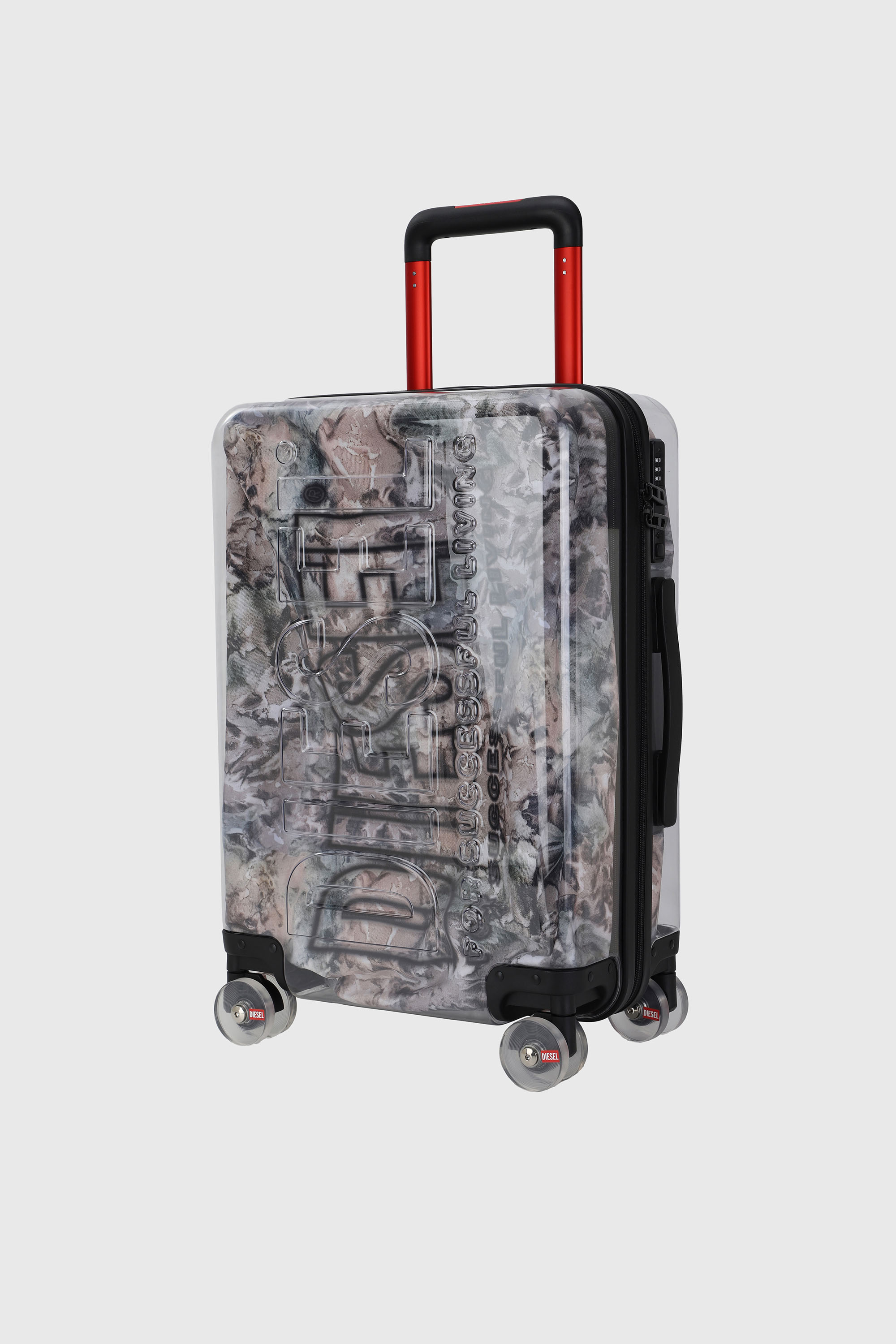 Diesel - LU0036 HARD LUGGAGE - DSL009, Unisex's Transparent logo suitcase size S in Grey/Pink - 5