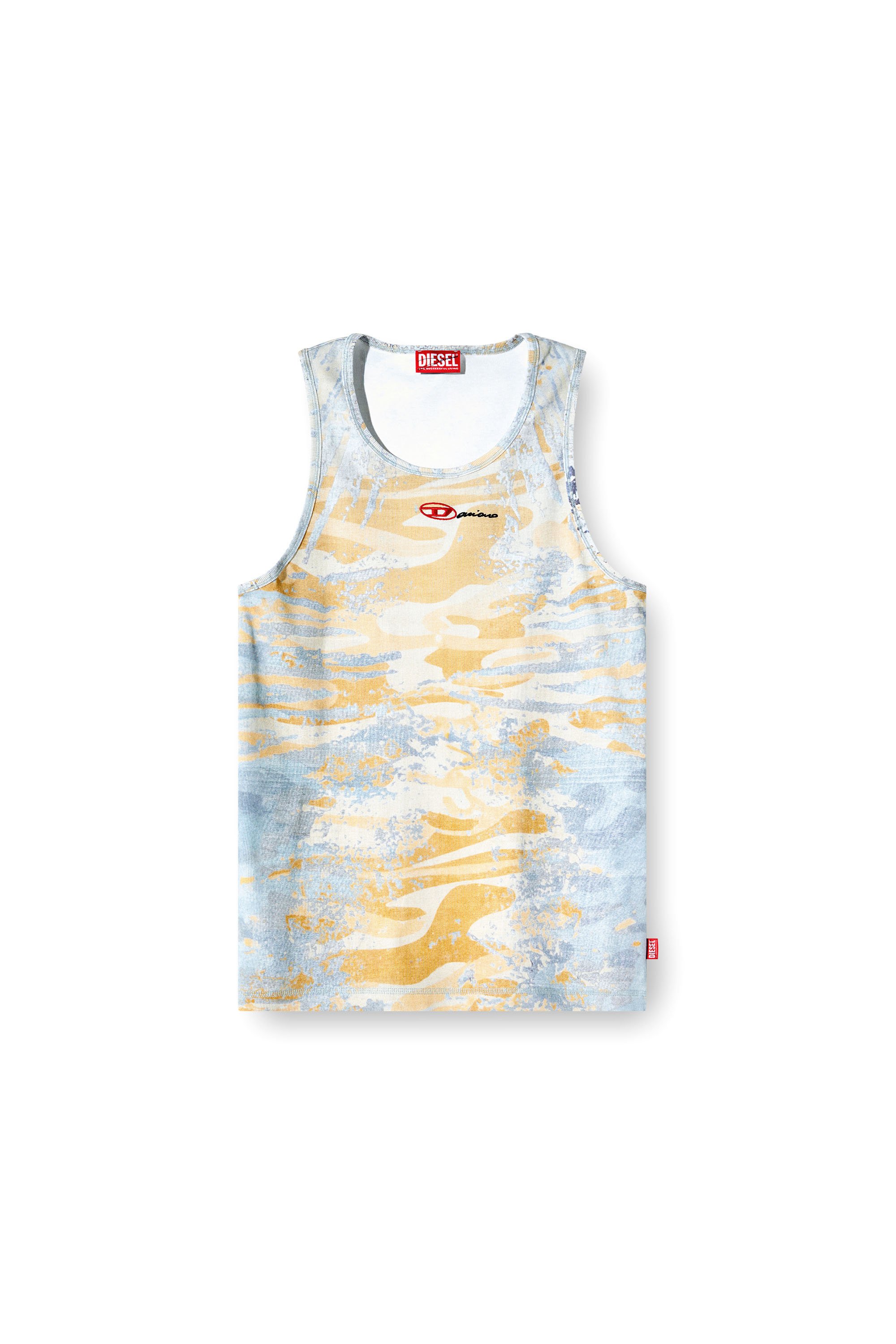 Diesel - T-LIFTY-DD, Unisex's Camo tank top in stretch cotton in Blue/Yellow - 3