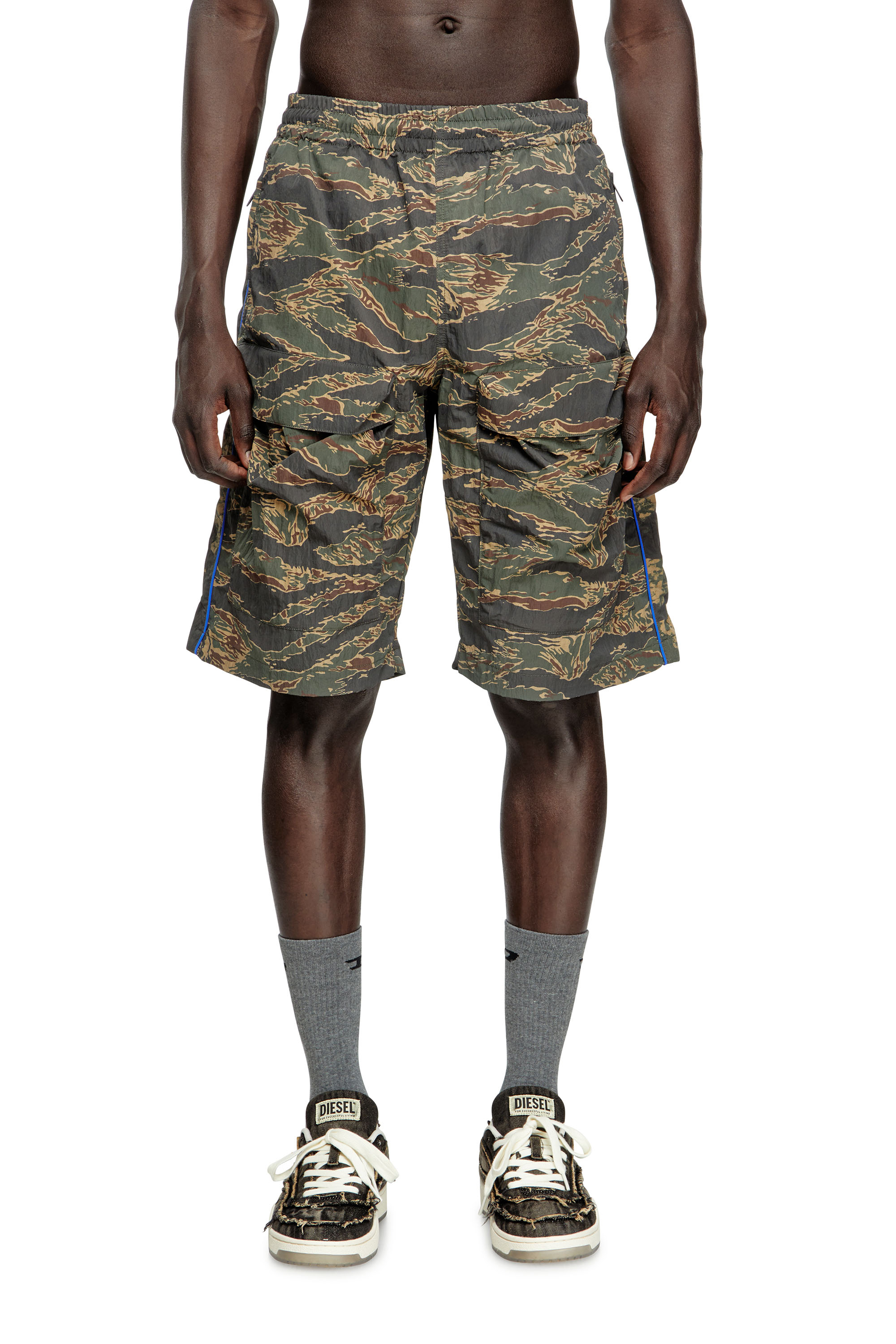P-RAMOS-SHORT-EPBW, Military Green Diesel - P-RAMOS-SHORT-EPBW, Man's Cargo shorts with mixed camo prints in Military Green - 3