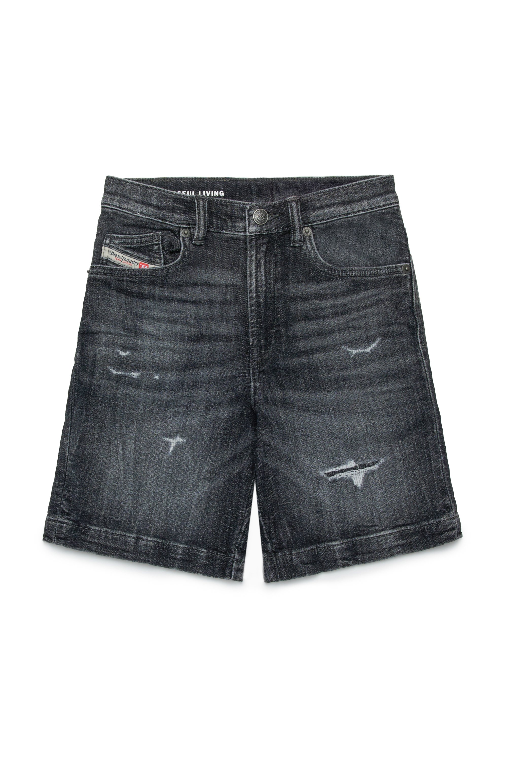 Diesel - D-MACS-SH-J JJJ, Man's JoggJeans Bermuda shorts with rips in Black - 1