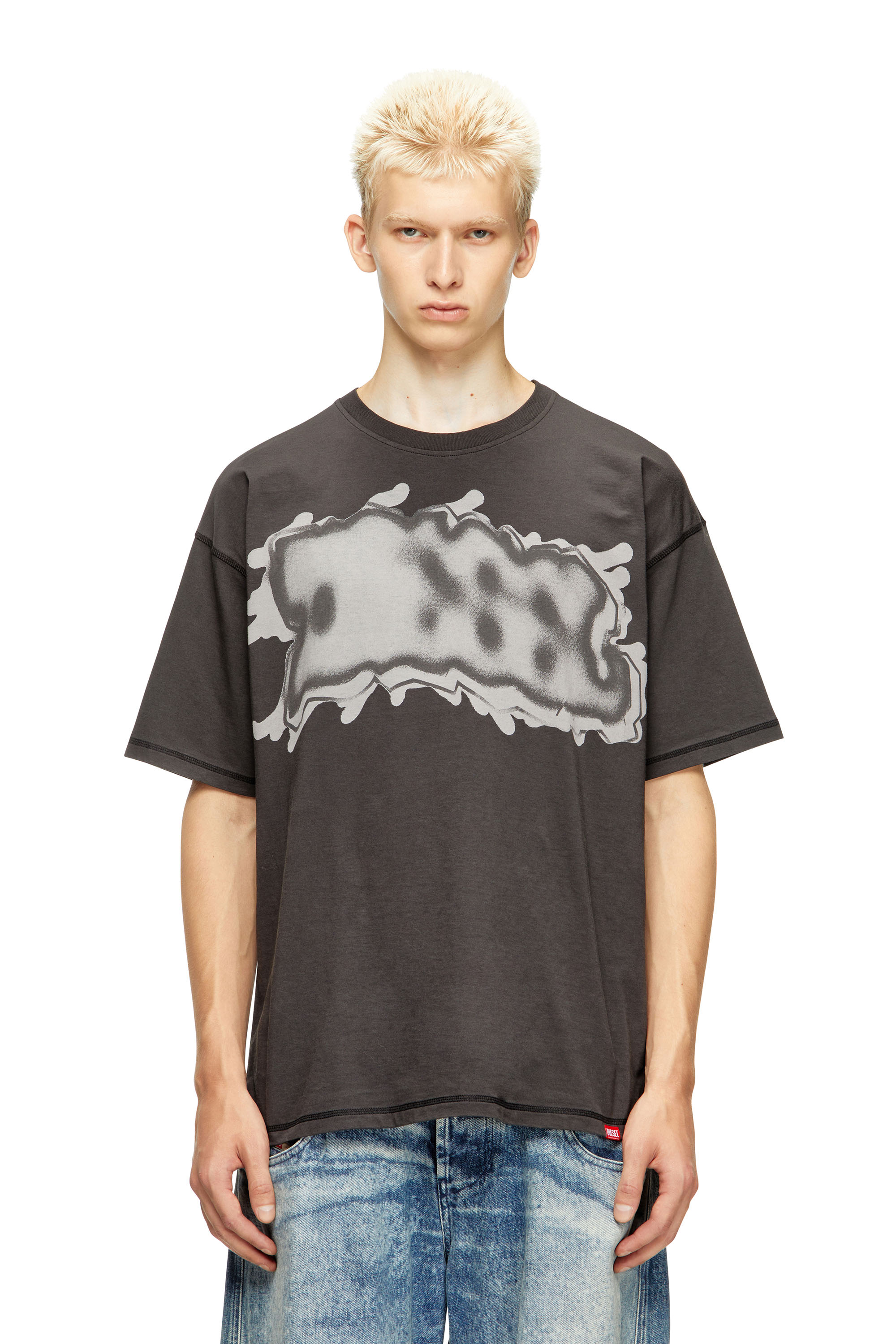 T-LEONARD-IHBJ, Dark grey Diesel - T-LEONARD-IHBJ, Man's T-shirt with graffiti print in Dark grey - 3