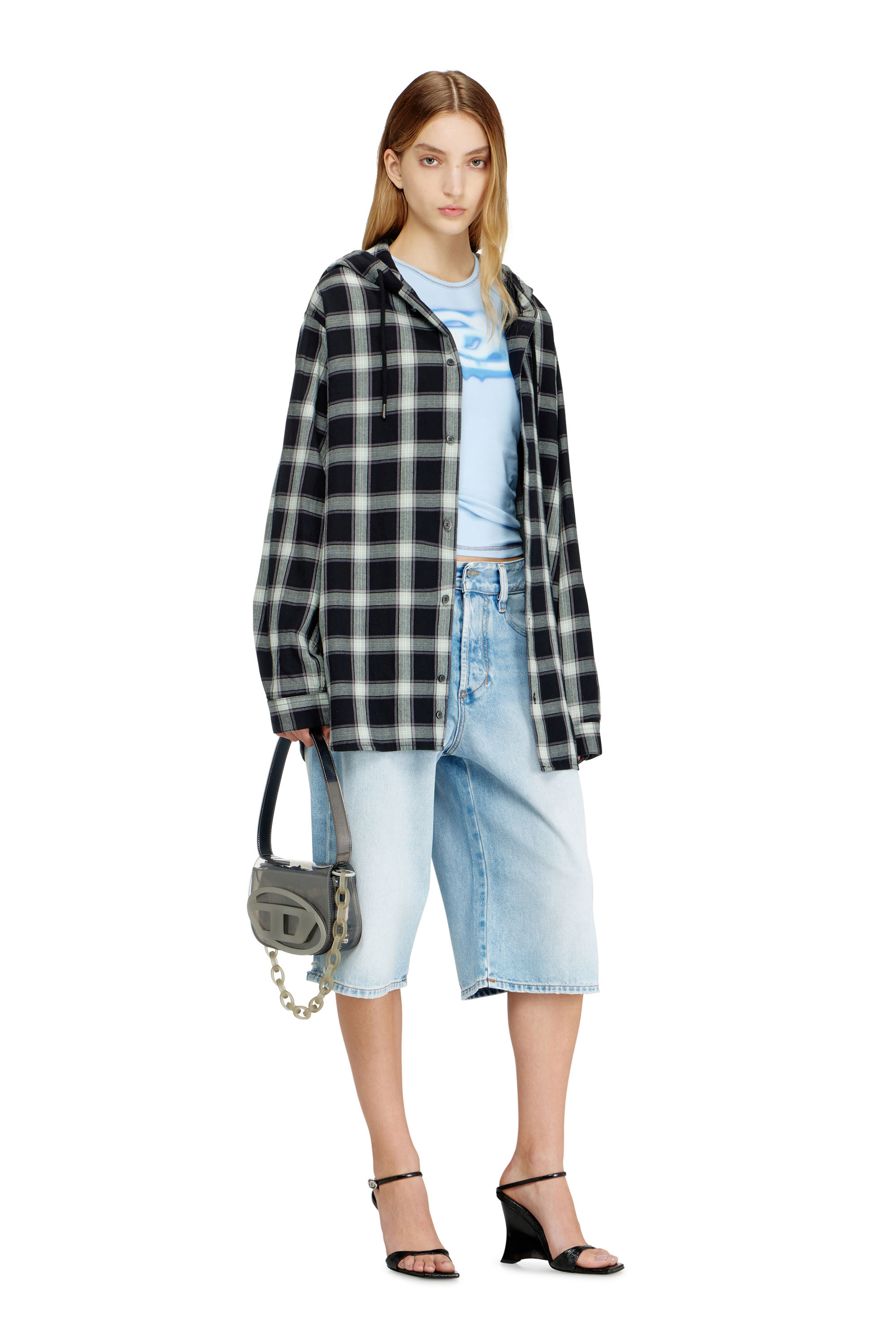 Diesel - D-ENIM-M-SHORT, Unisex's Shorts in destroyed denim in Light Blue - 4