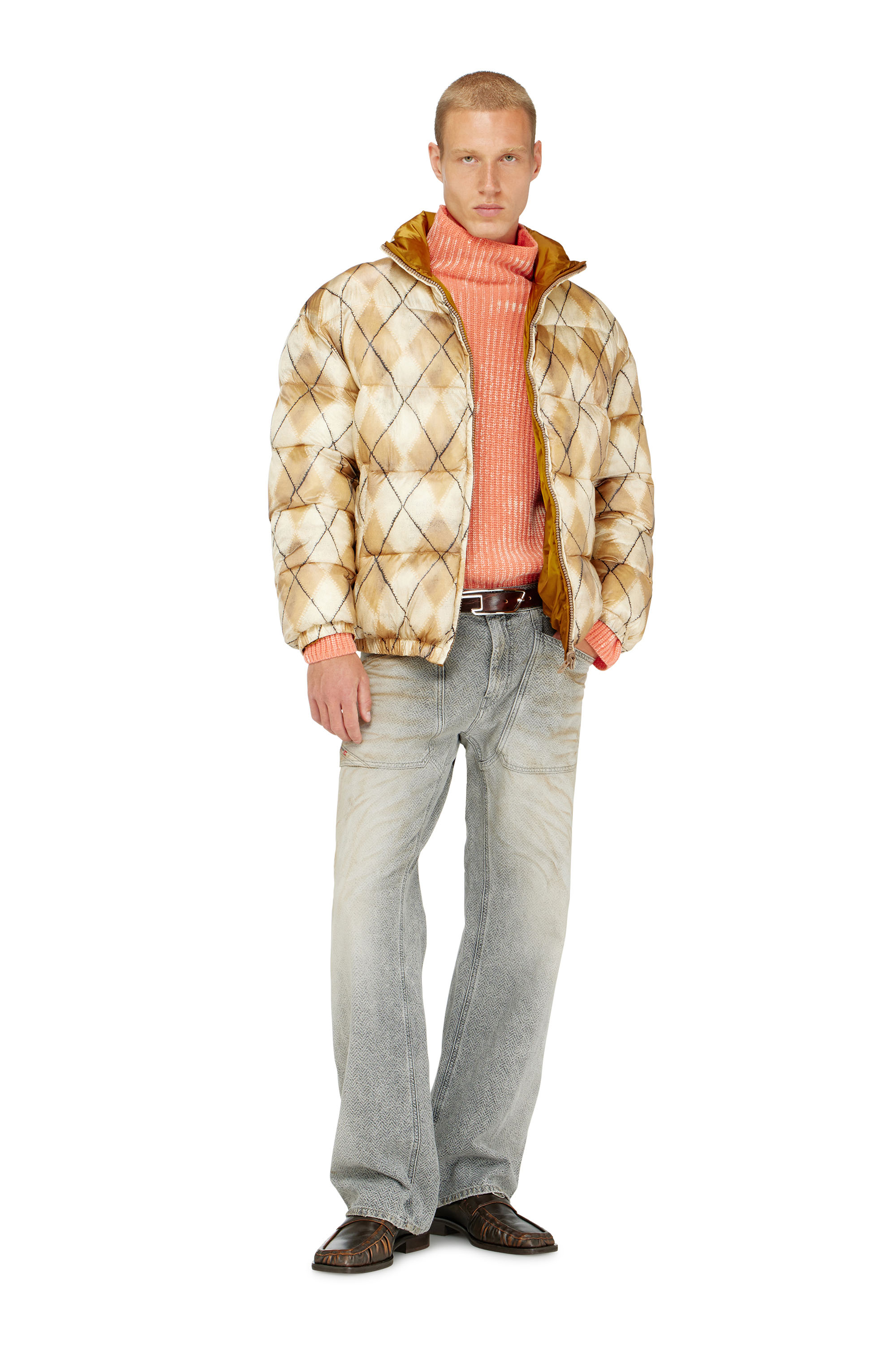 Diesel - W-BOURB-DLCK, Man's Reversible puffer jacket with argyle print in null - 2