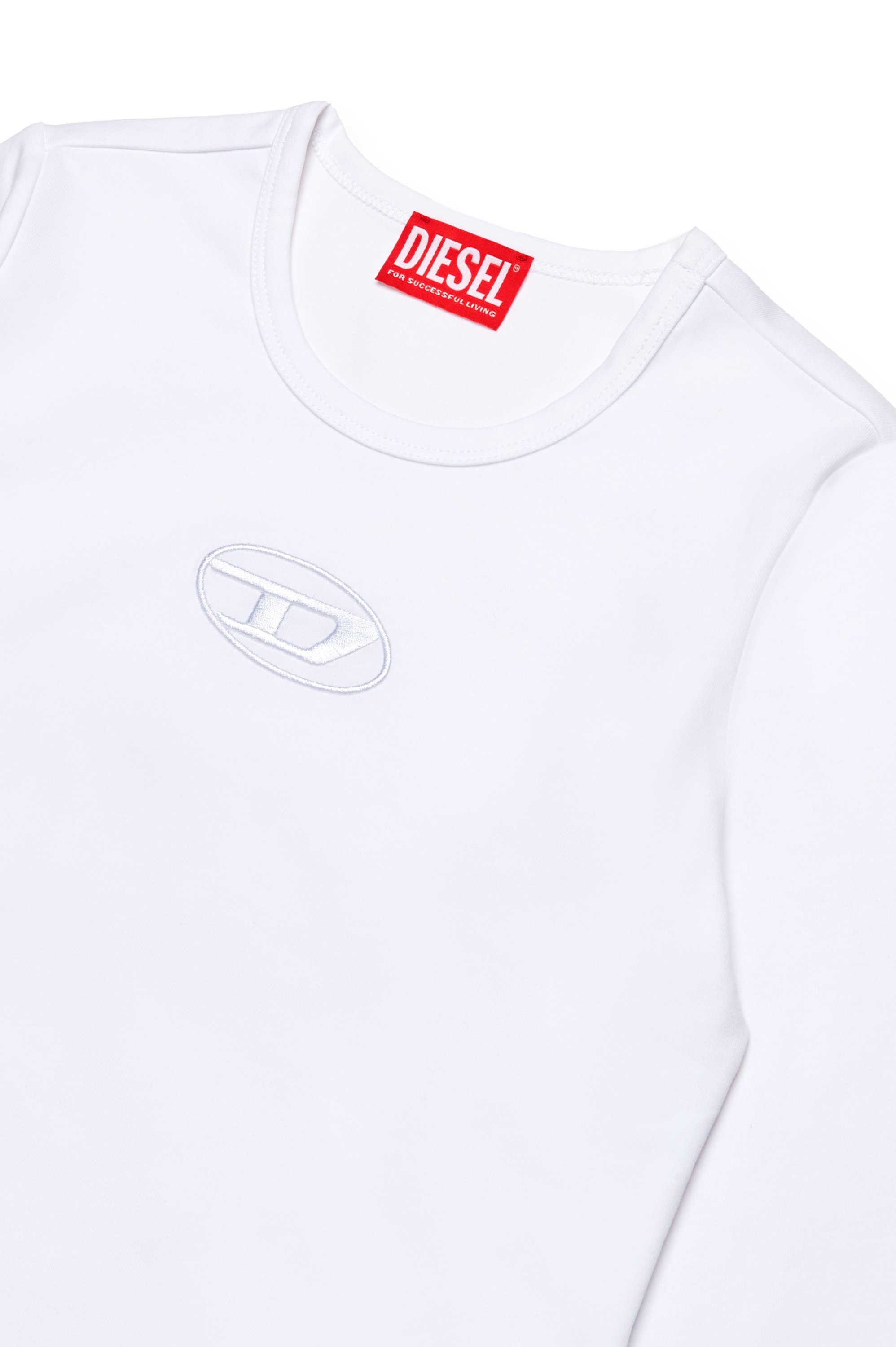 Diesel - TIVAL, Woman's Long-sleeve T-shirt with logo embroidery in White - 3