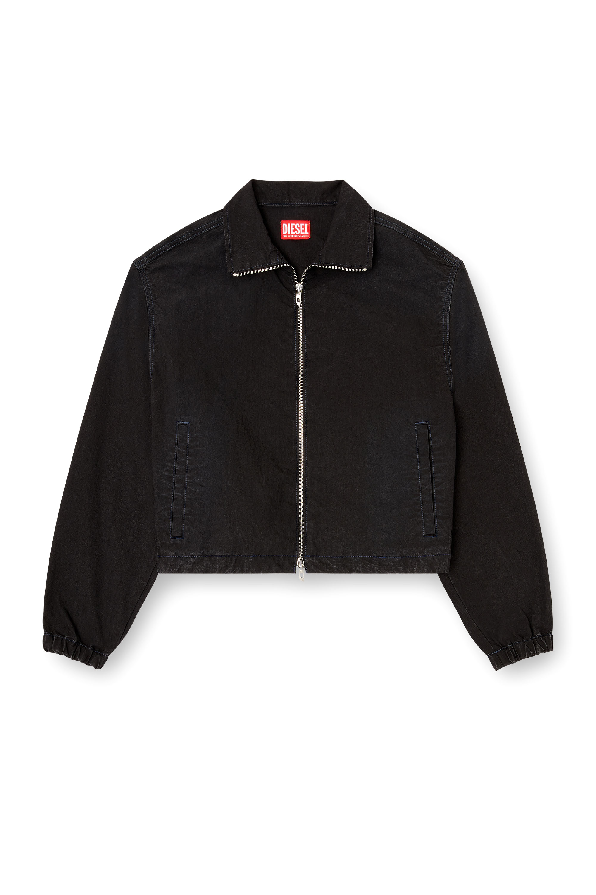 Diesel - DE-SANDERZ JOGG, Woman's High-neck technical JoggJeans jacket in Black - 3