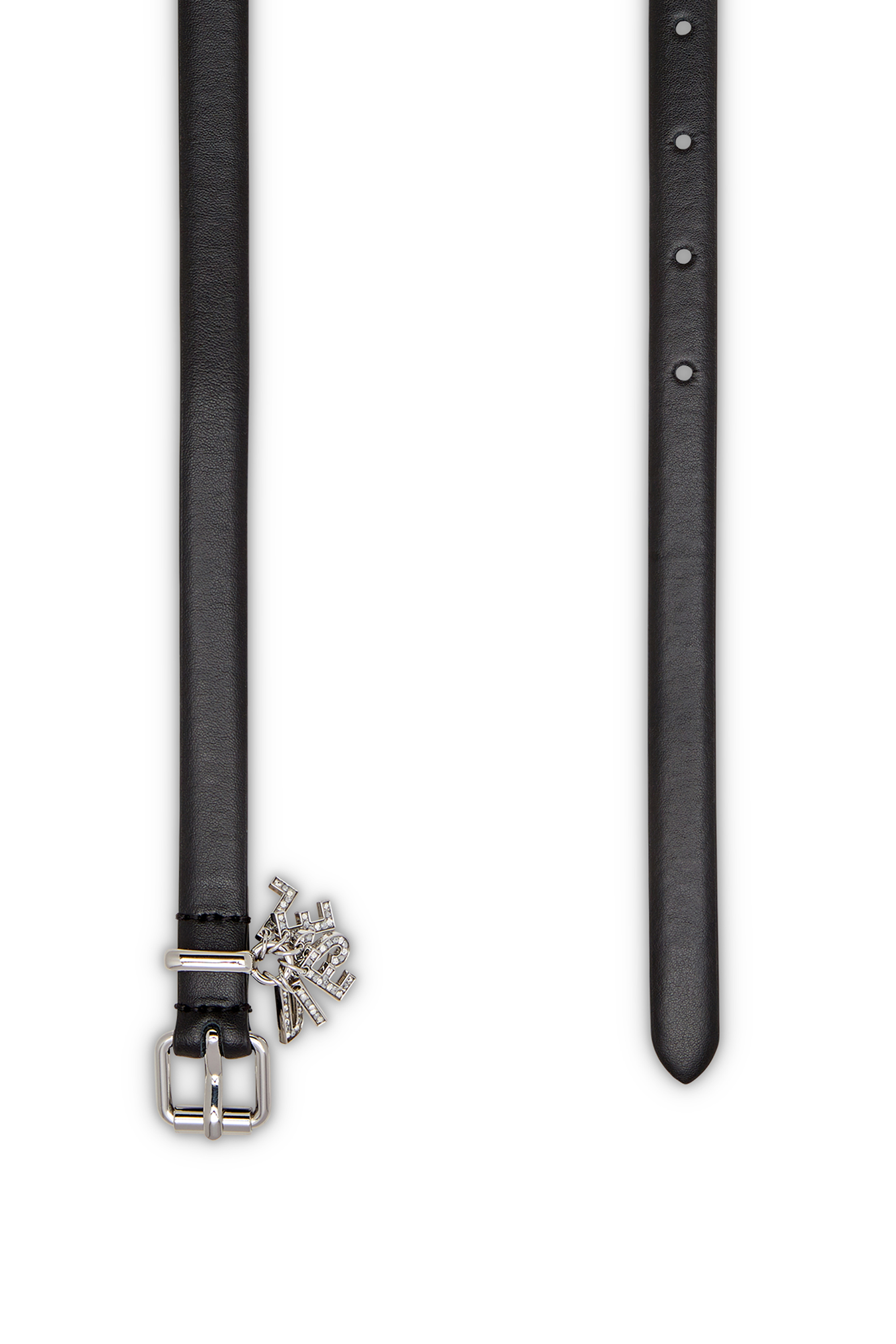 Diesel - B-CHARM-LOOP, Woman's Nappa leather belt with logo charms in Black - 2