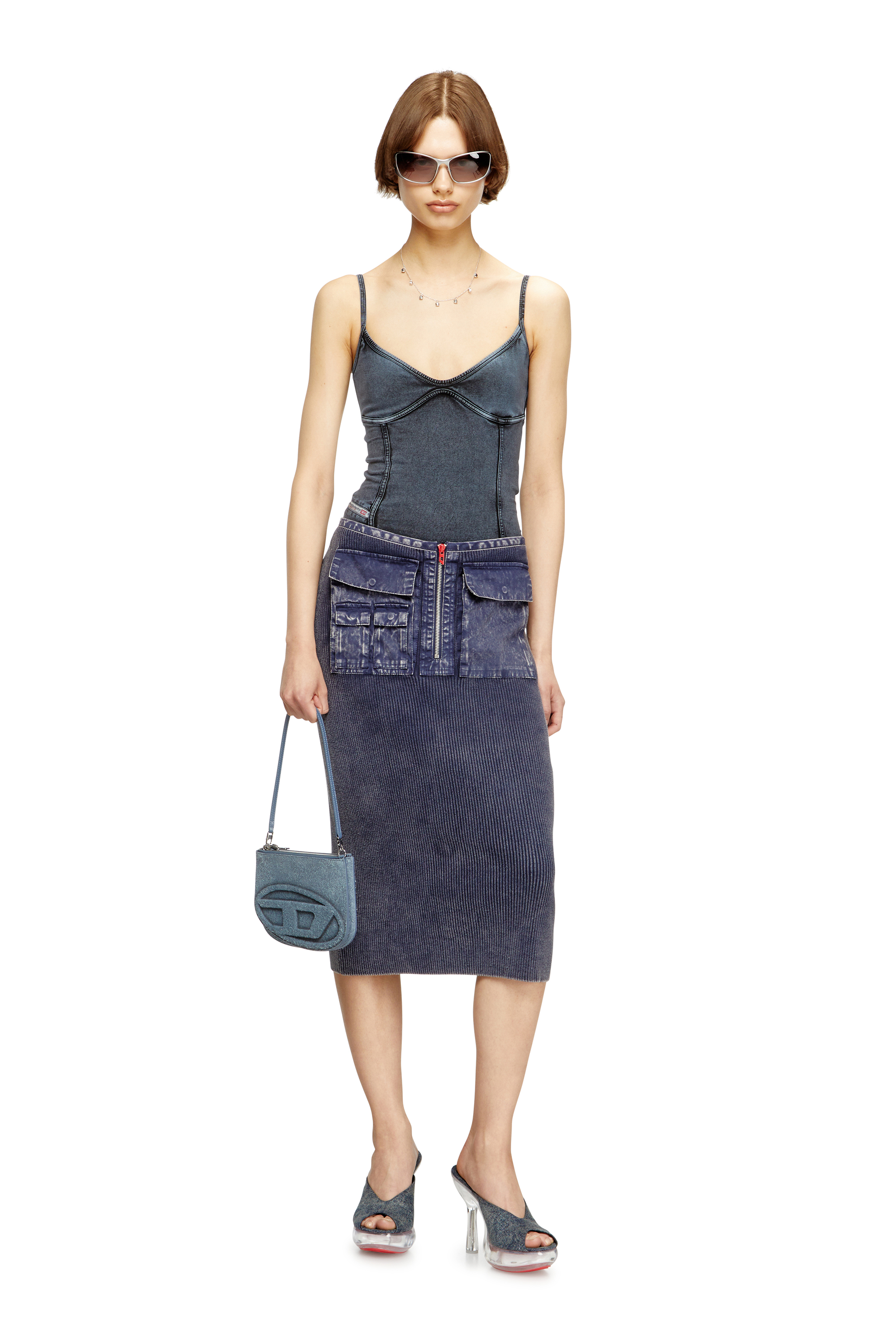 Diesel - 1DR TWIN, Woman's 1DR Twin-Double-pouch shoulder bag in solarised denim in Blue - 2
