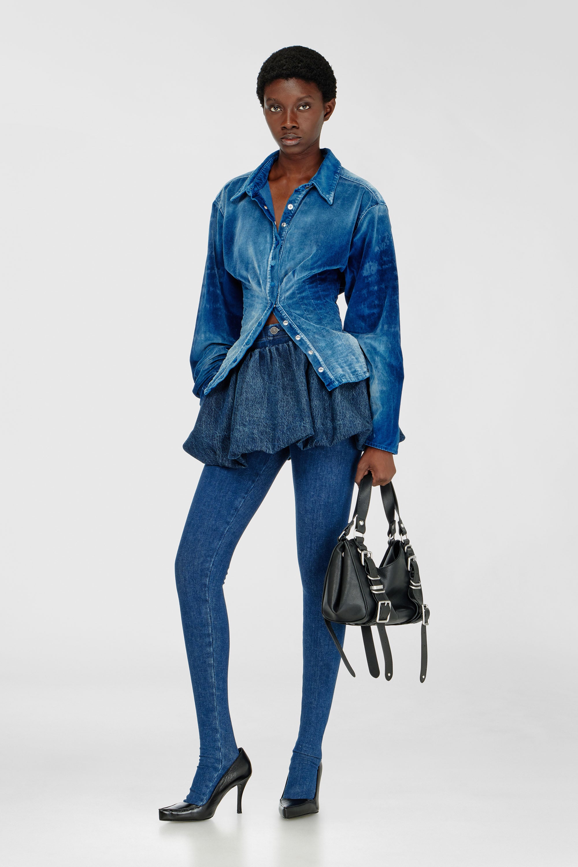 Shirt in velvet denim
