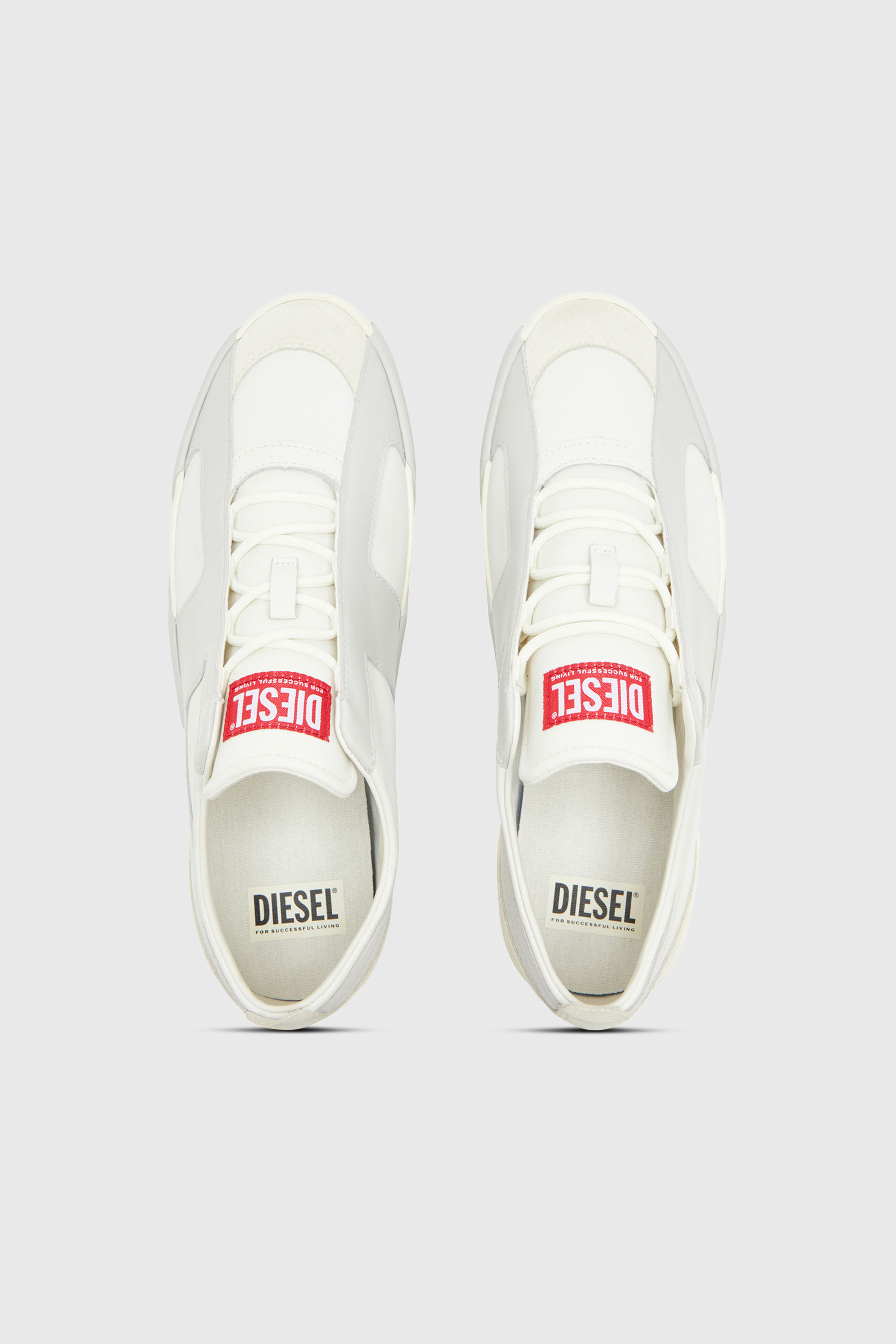 Diesel - S-SLANTE-D LOW, Man's S-Slante-D-Sneakers in suede and leather with D logo in White/Grey - 4