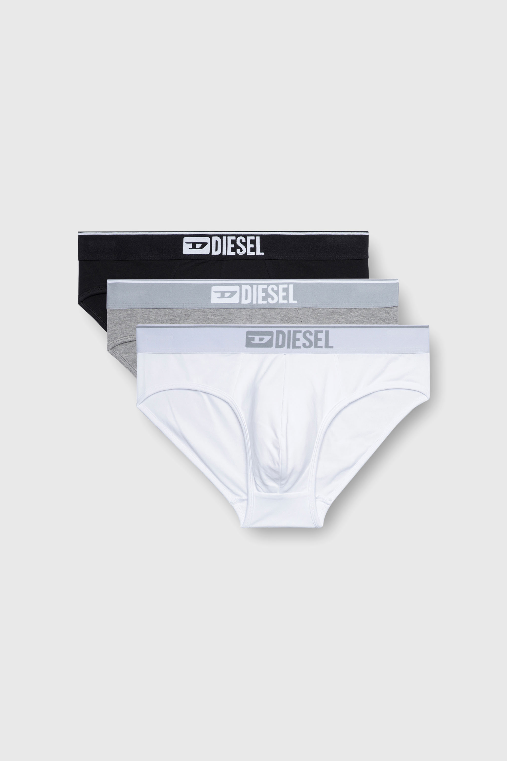 Diesel - UMBR-ANDRETHREEPACK, Man's Three-pack of plain logo briefs in White/Black - 1