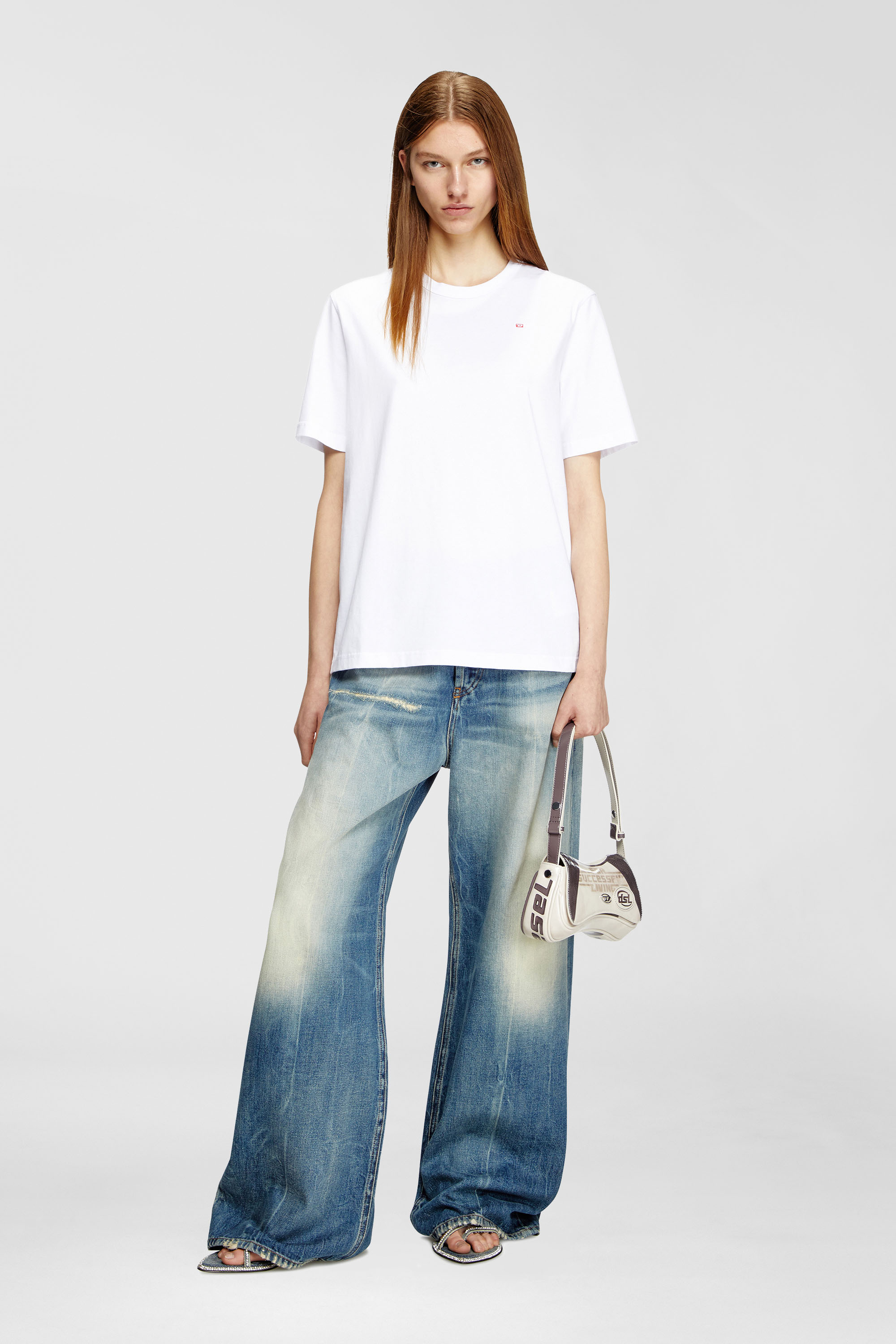 Diesel - T-ADJUST-MICRODIV, Unisex's T-shirt with micro-embroidered logo in White - 6
