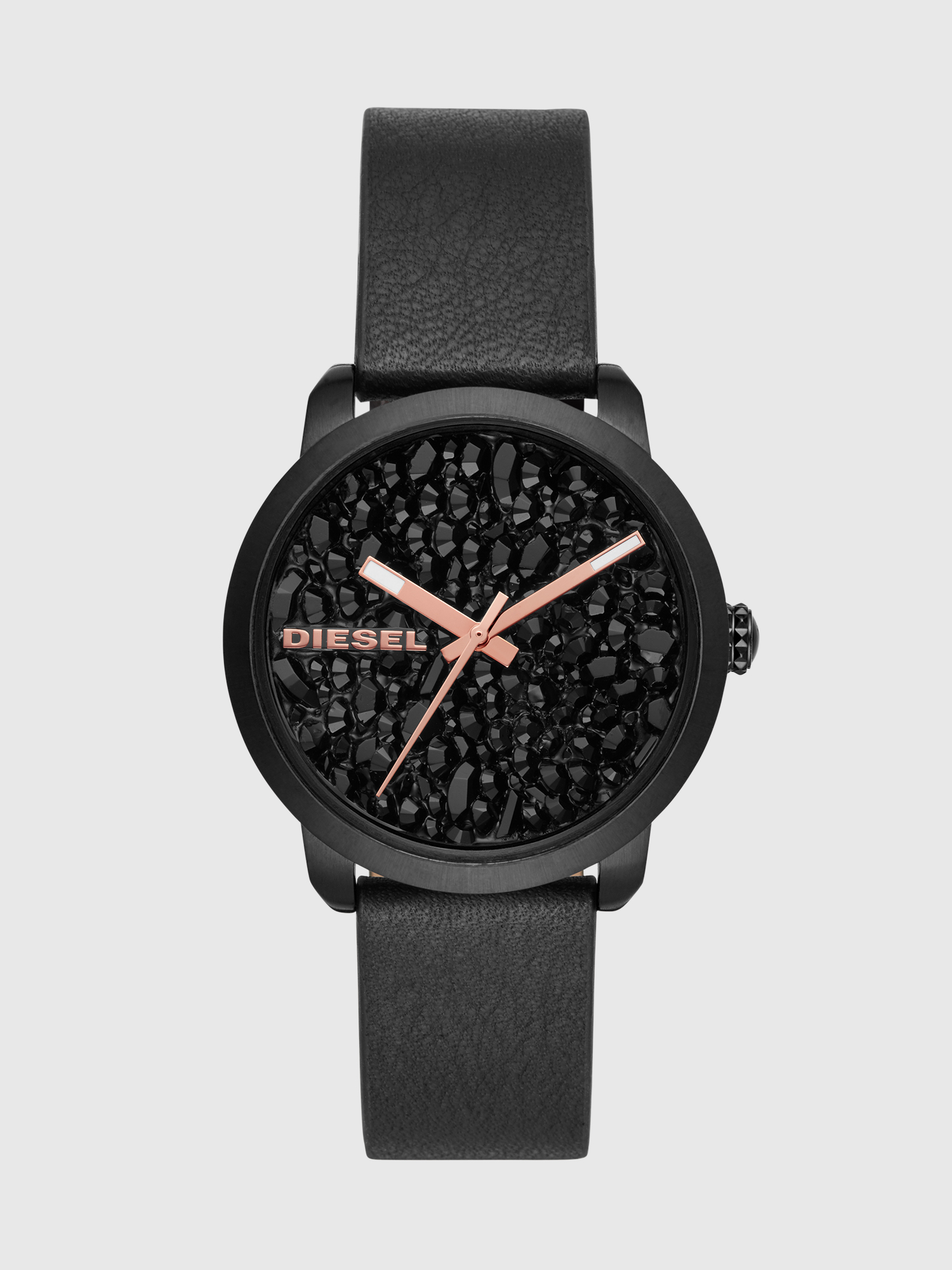 Diesel - DZ5598, Woman's Flare Rocks Three-Hand Black Leather Watch in Black - 1