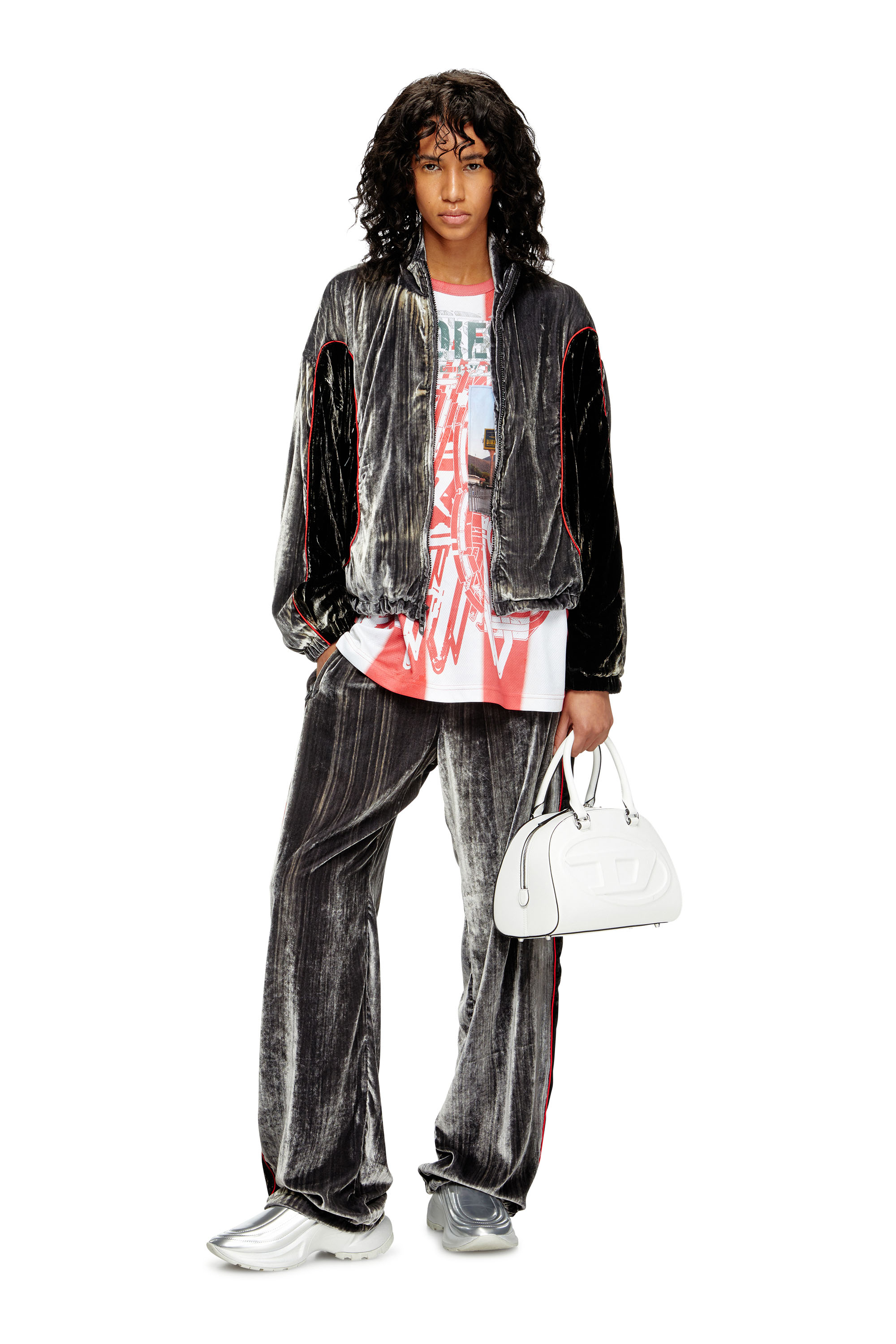 Diesel - G-RIFFIN, Woman's Track jacket in treated velvet in null - 2
