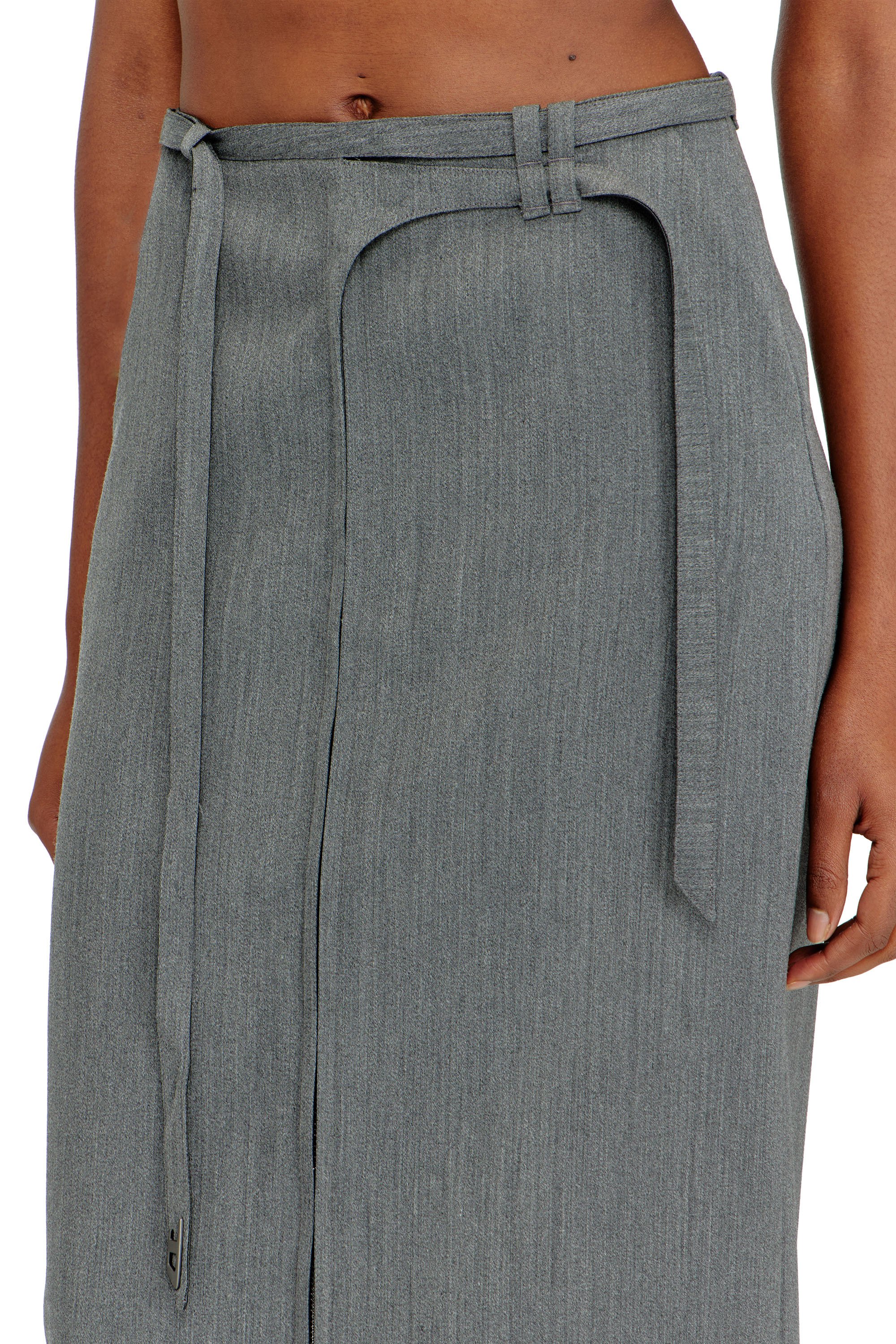 Diesel - O-RICE, Woman's Tailored midi pencil skirt with biker straps in Grey - 4