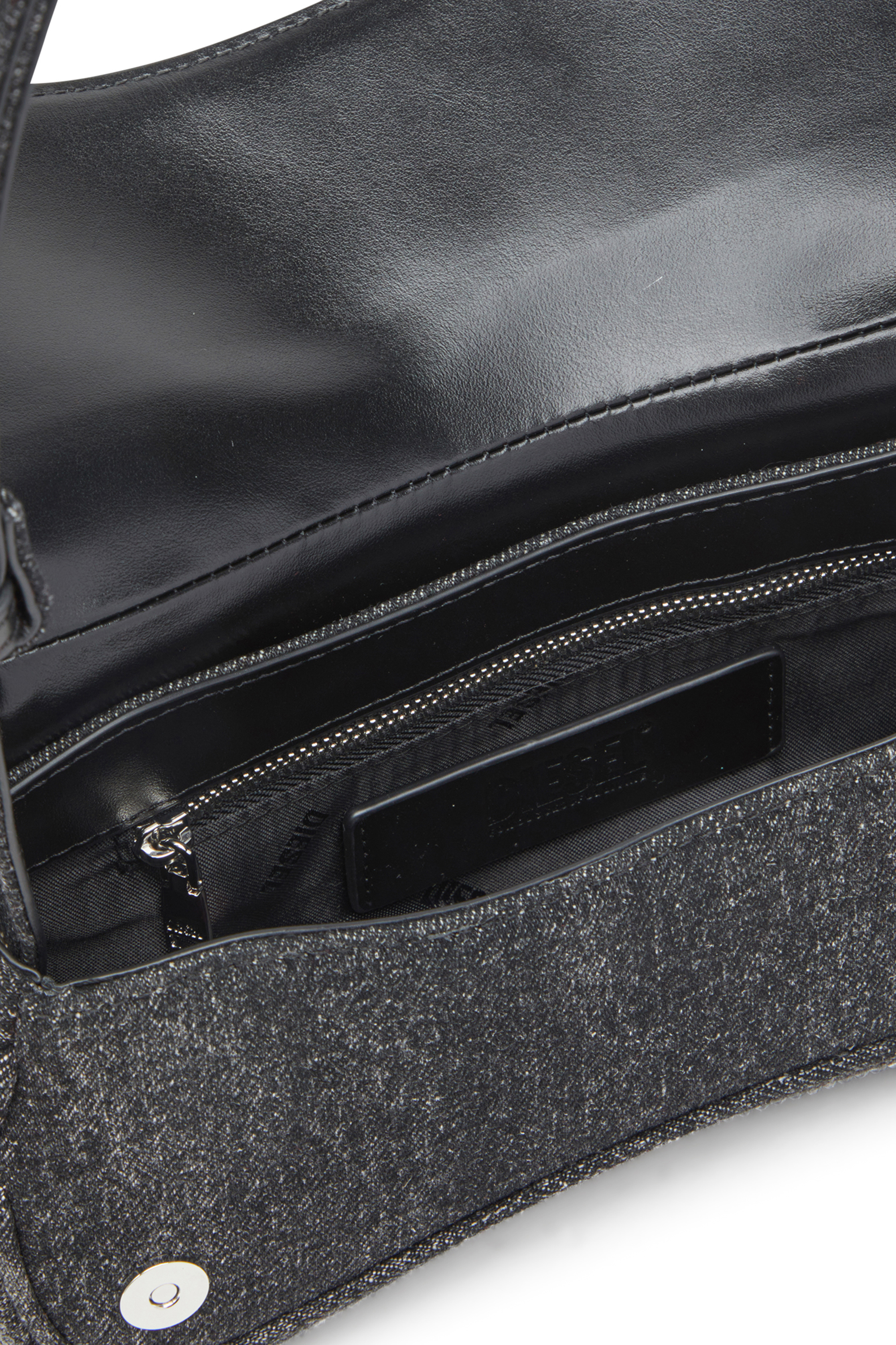 Diesel - PLAY CLUTCH, Woman's Clutch in crystal denim in Black - 3