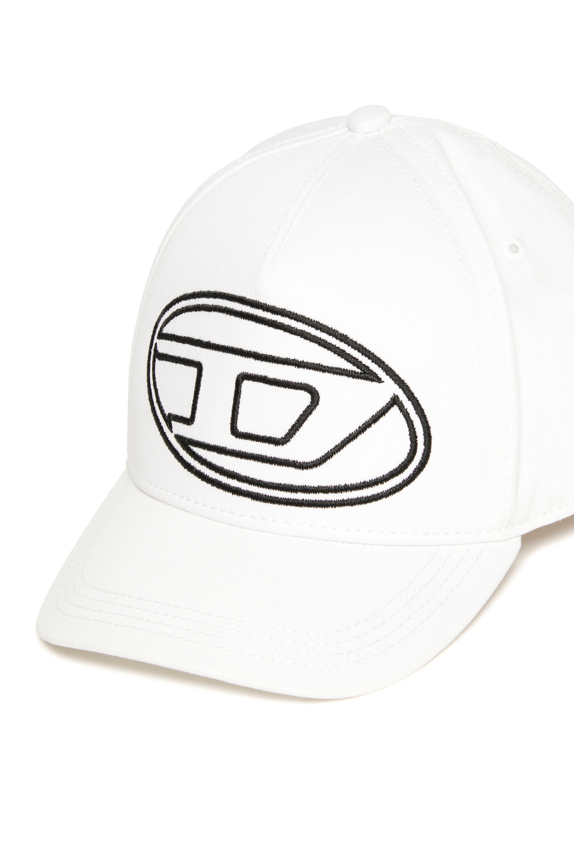 Diesel - FRENDIL, Man's Baseball cap with Oval D embroidery in White - 3