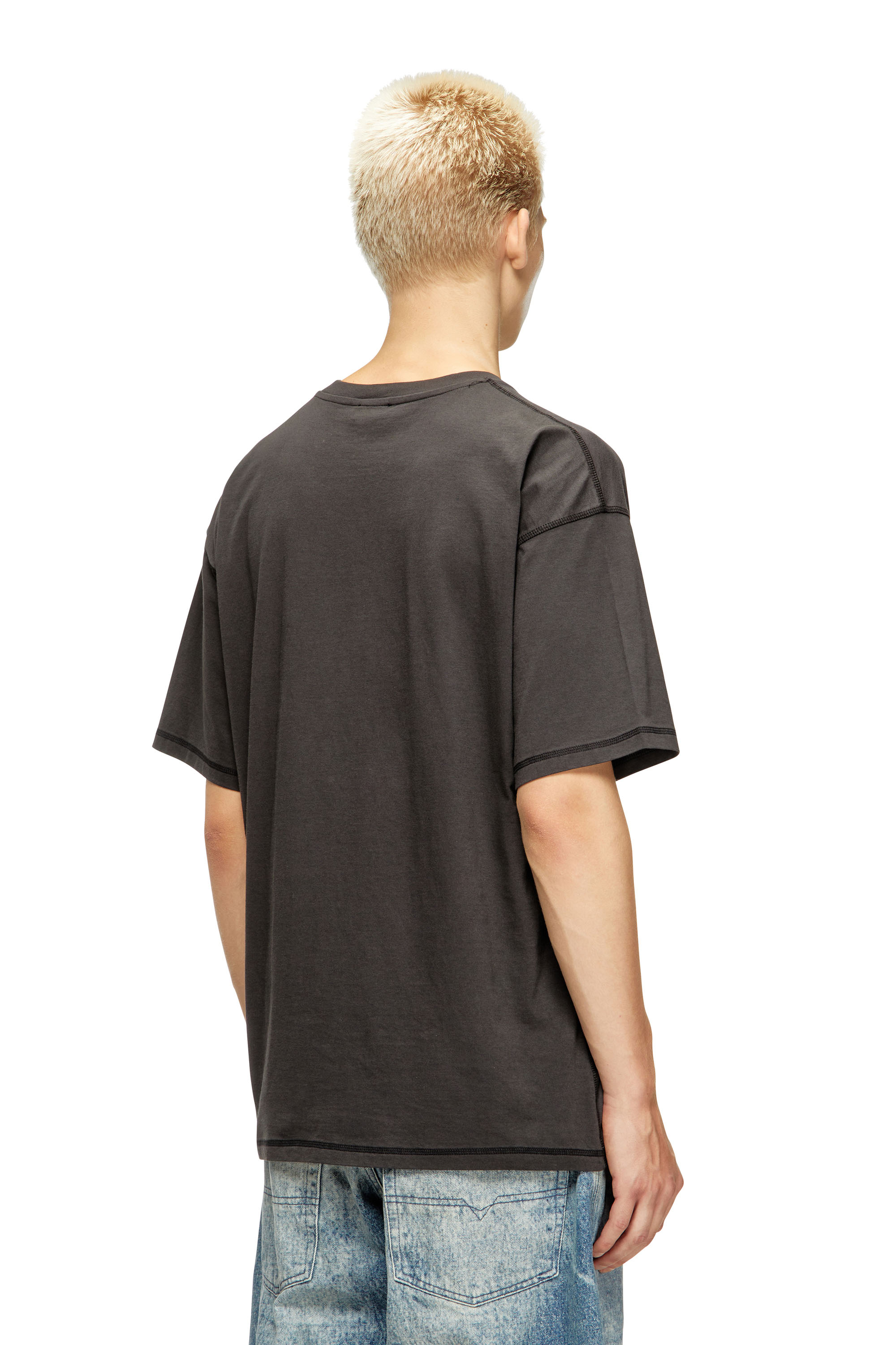 T-LEONARD-IHBJ, Dark grey Diesel - T-LEONARD-IHBJ, Man's T-shirt with graffiti print in Dark grey - 4