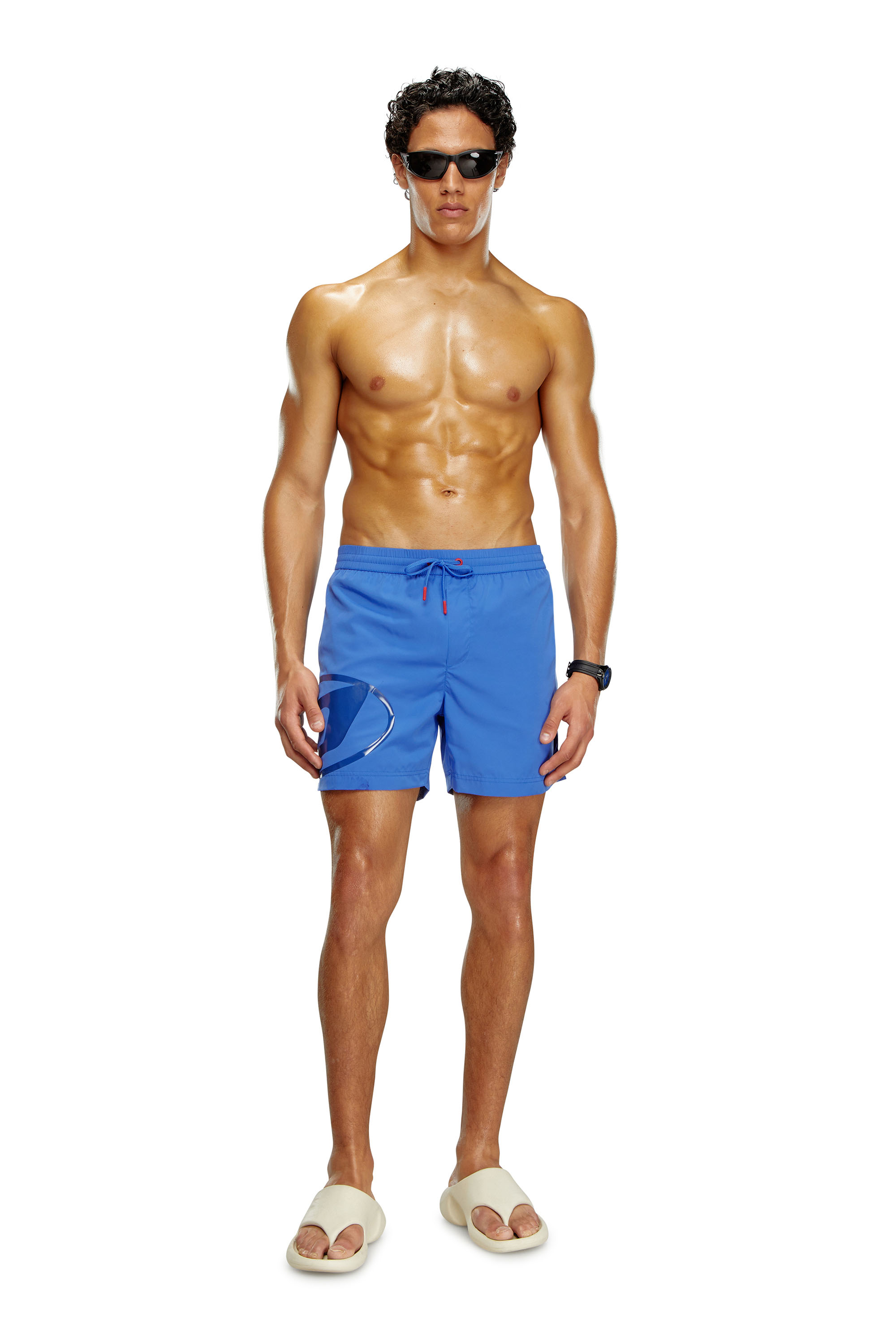 Diesel - BMBX-RIO-41, Man Swim shorts with shiny Oval D logo in Blue - Image 1