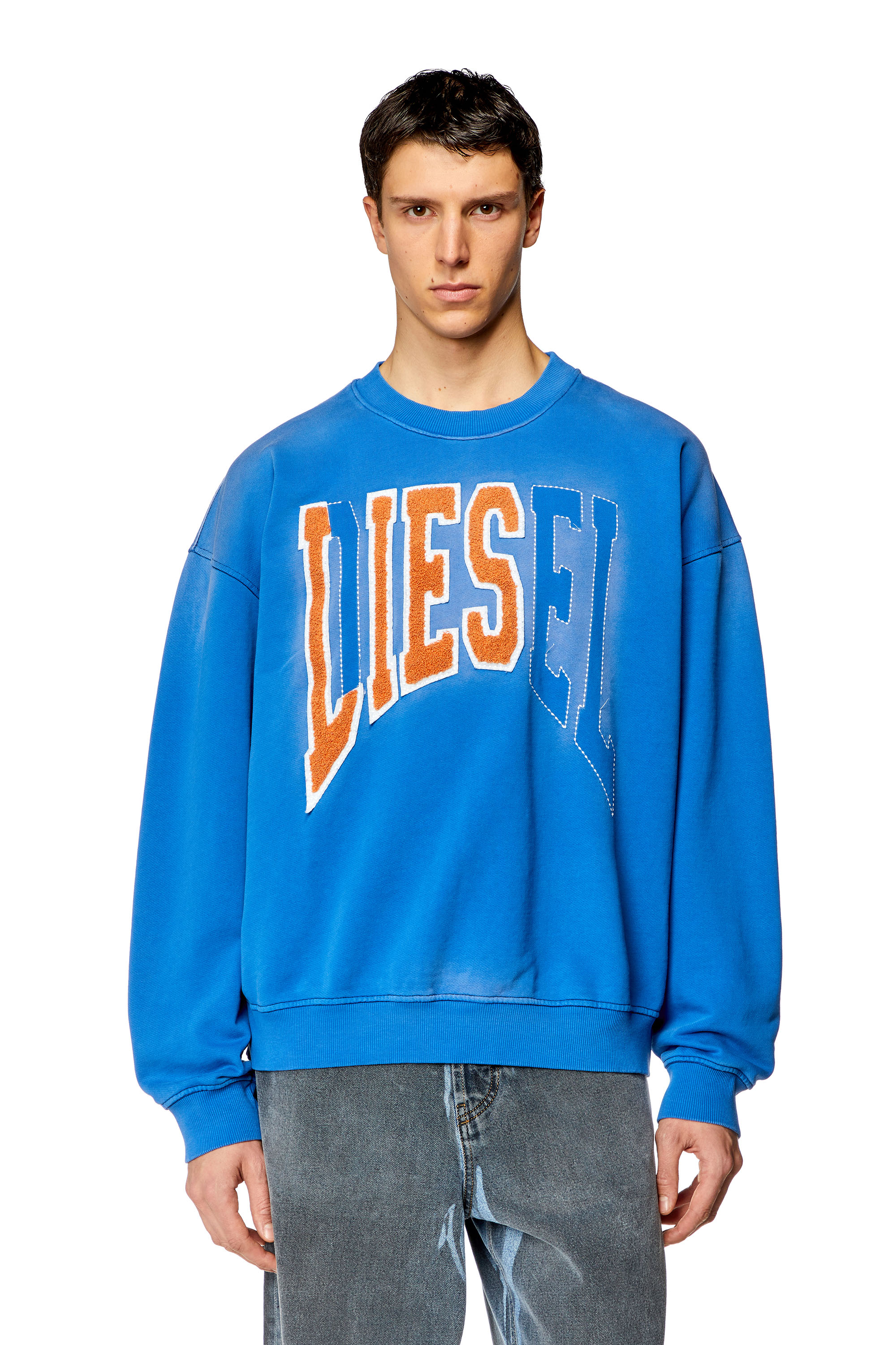 Diesel - S-BOXT-N6, Man College sweatshirt with LIES patches in Blue - Image 5