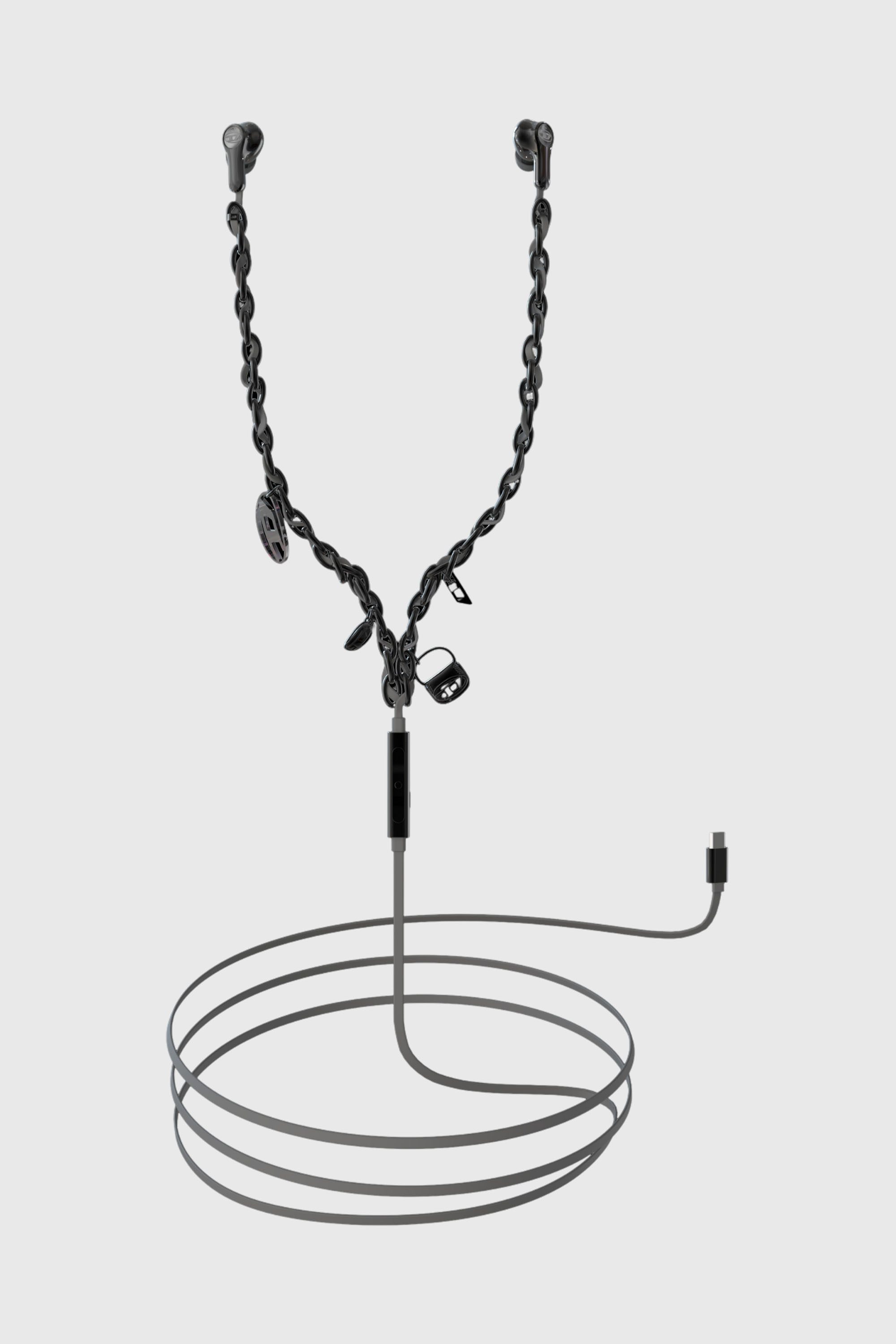 Diesel - 60686 WIRED EARBUDS WIRED EARBUDS, Unisex's Black wired earbuds and charms in Black - 1