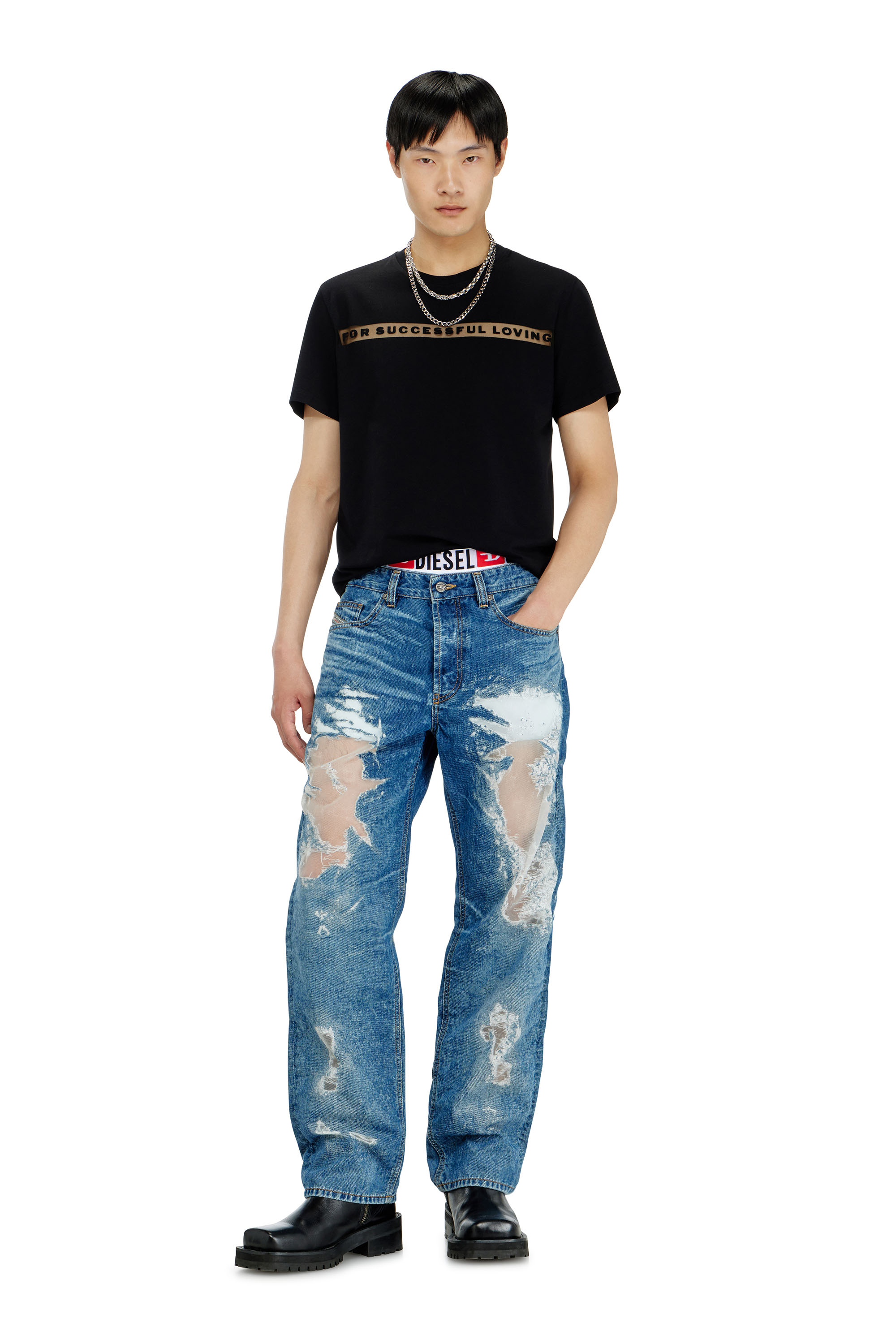 Diesel - PR-T-NOTS-CHI-R, Unisex's T-shirt with For Successful Loving logo in Black - 4