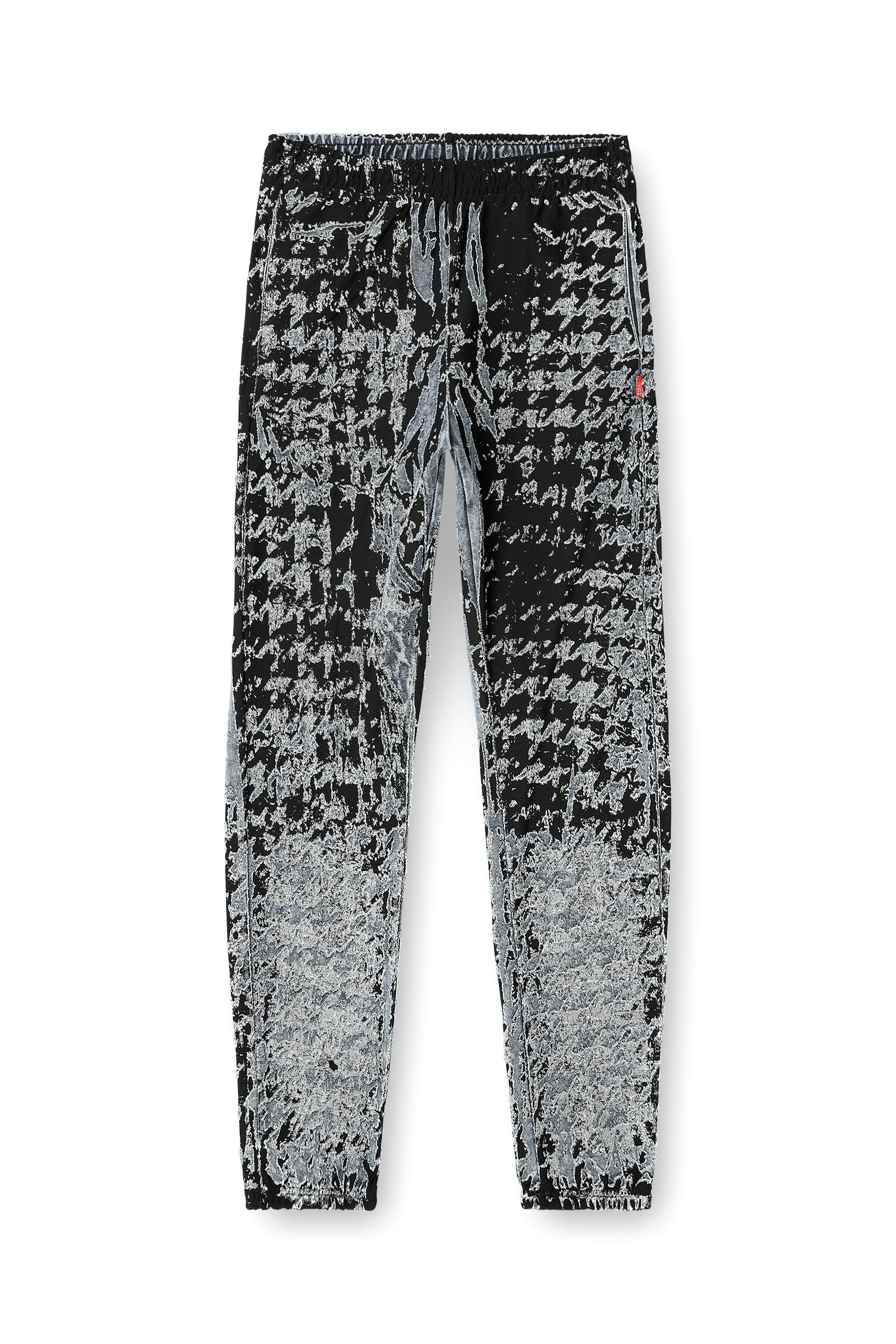 P-LABIS, Black/White Diesel - P-LABIS, Man's Elasticated pants in devoré houndstooth in Black/White - 2