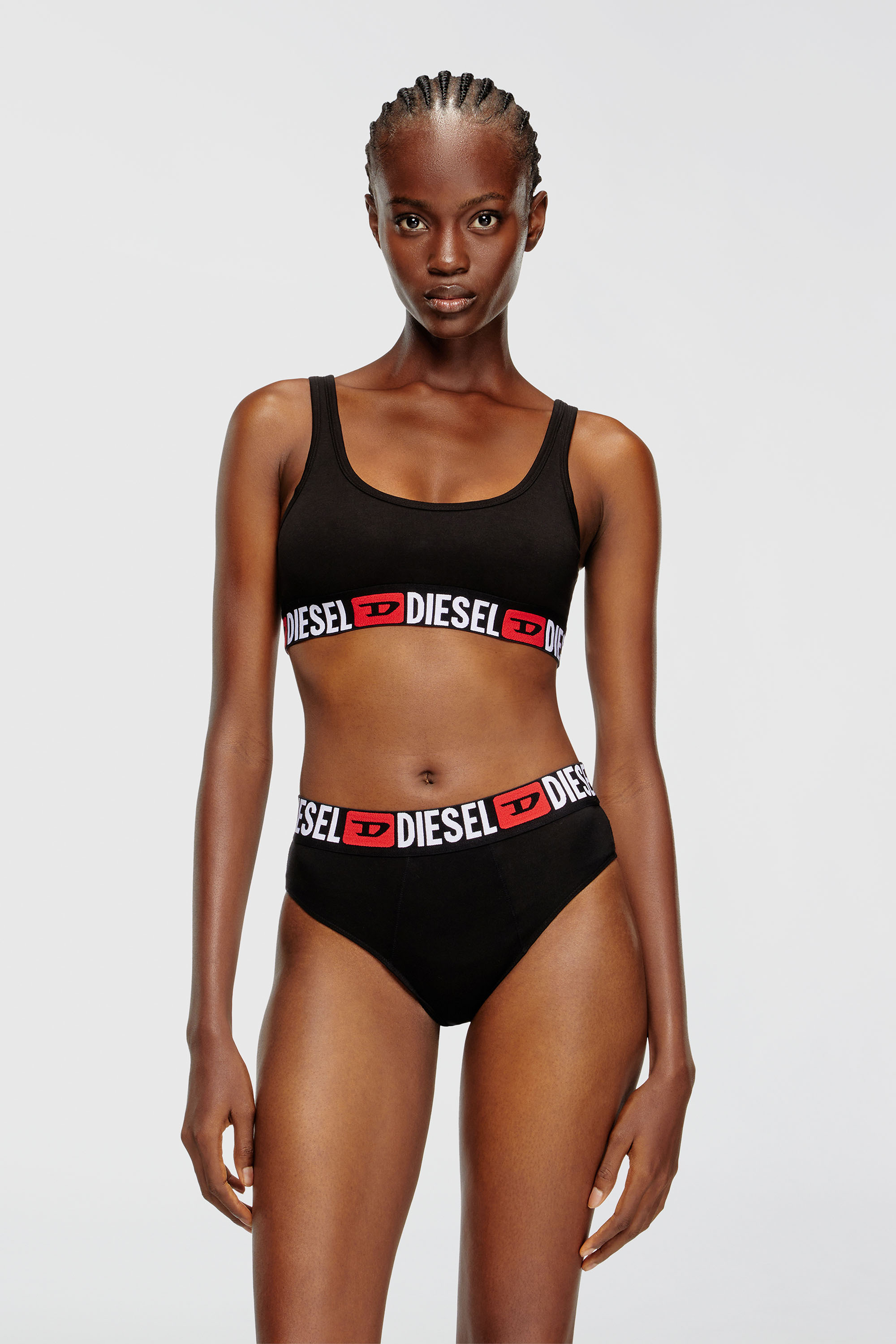 Diesel - UFSB-ORIBA, Woman's Cotton bralette with logo in Black - 3