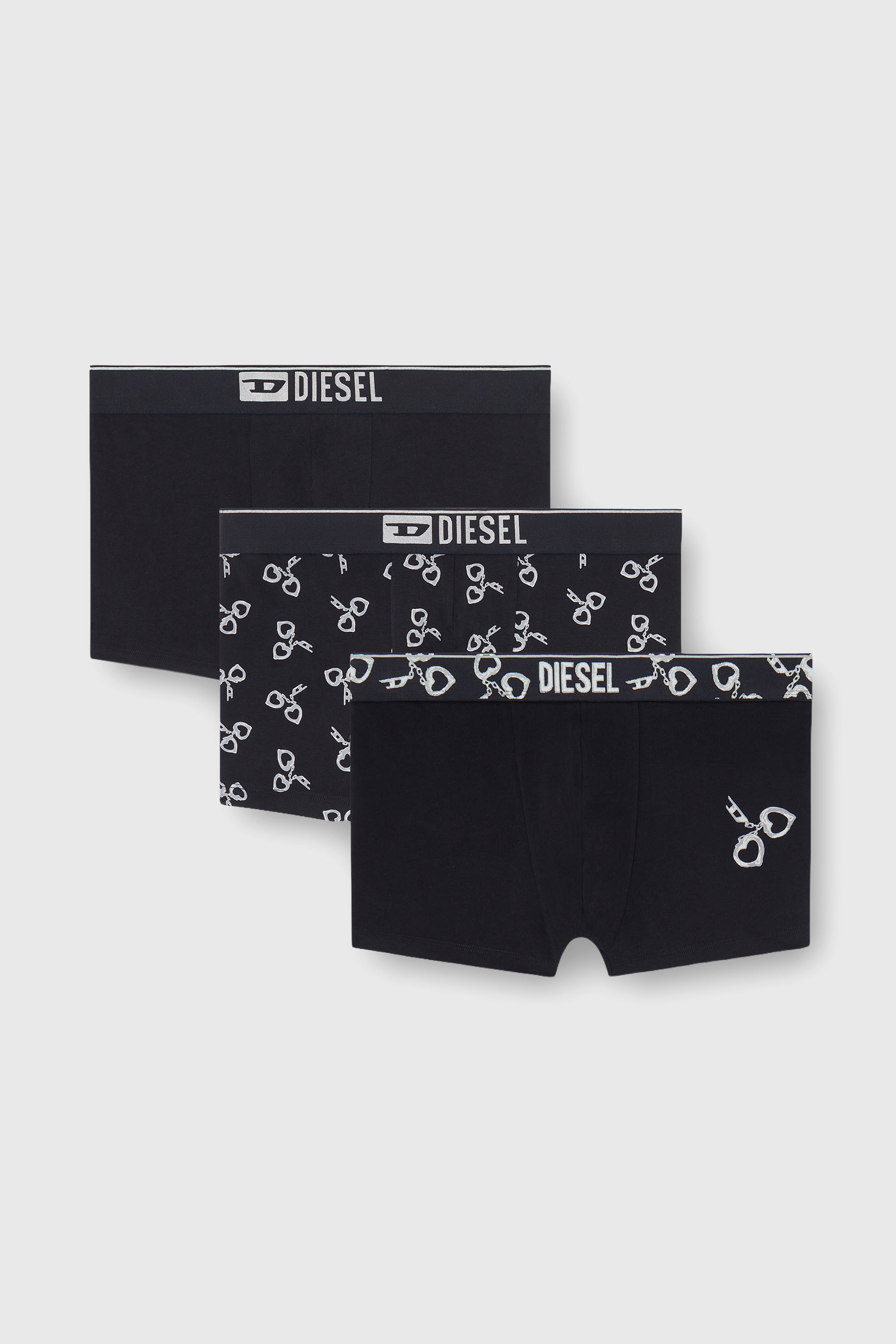 Diesel - DAMIEN-GFT-3PACK, Man's Three-pack boxer briefs with handcuff motif in Black - 1