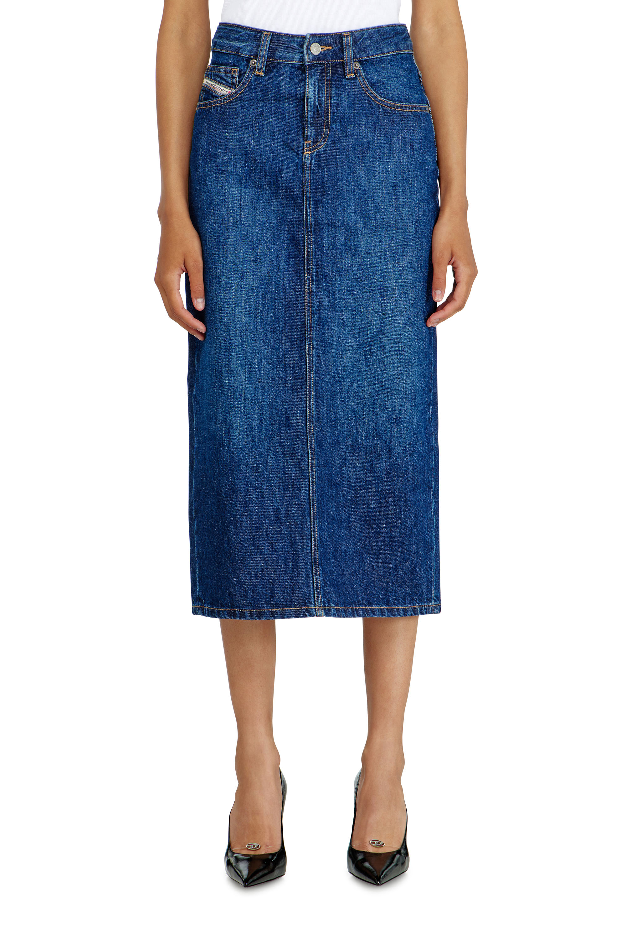 Diesel - DE-SKYE-D, Woman's Denim midi skirt in Medium blue - 3
