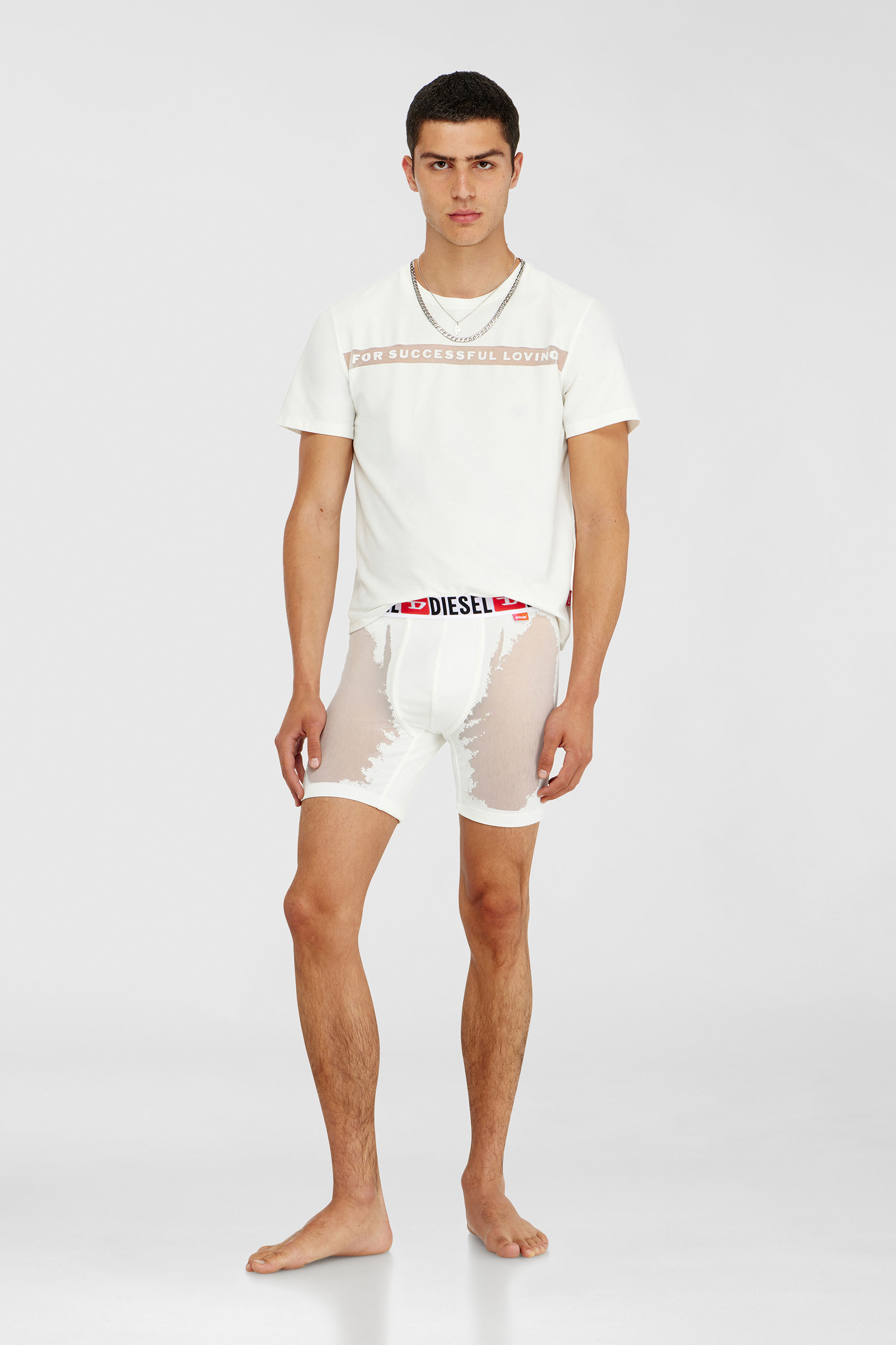 Diesel - PR-MAX-D-CORE, Man's Boxer briefs with sheer devor&eacute; effect in White - 1