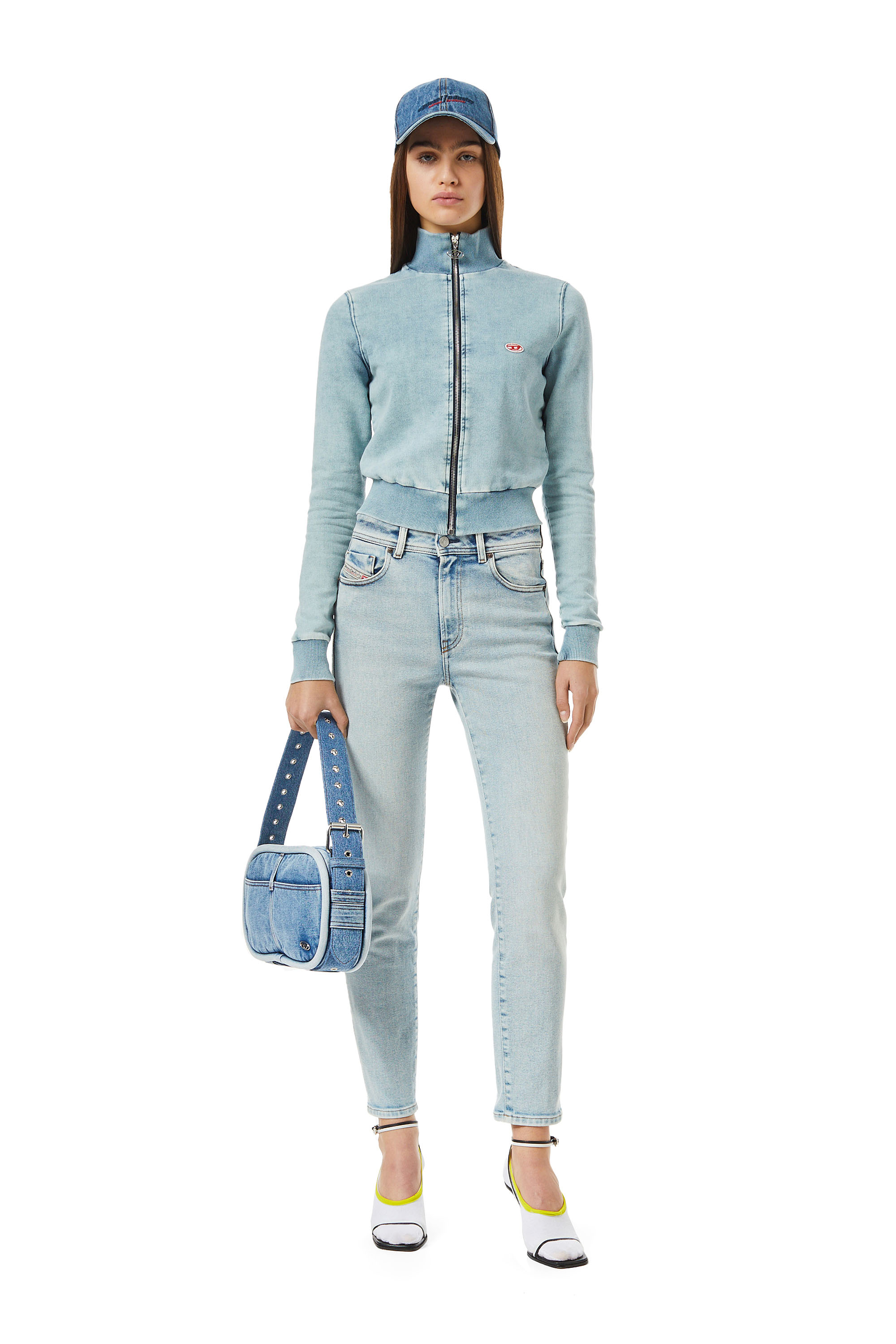 Diesel - D-EMY TRACK DENIM SWEATSHIRT, Light Blue - Image 2