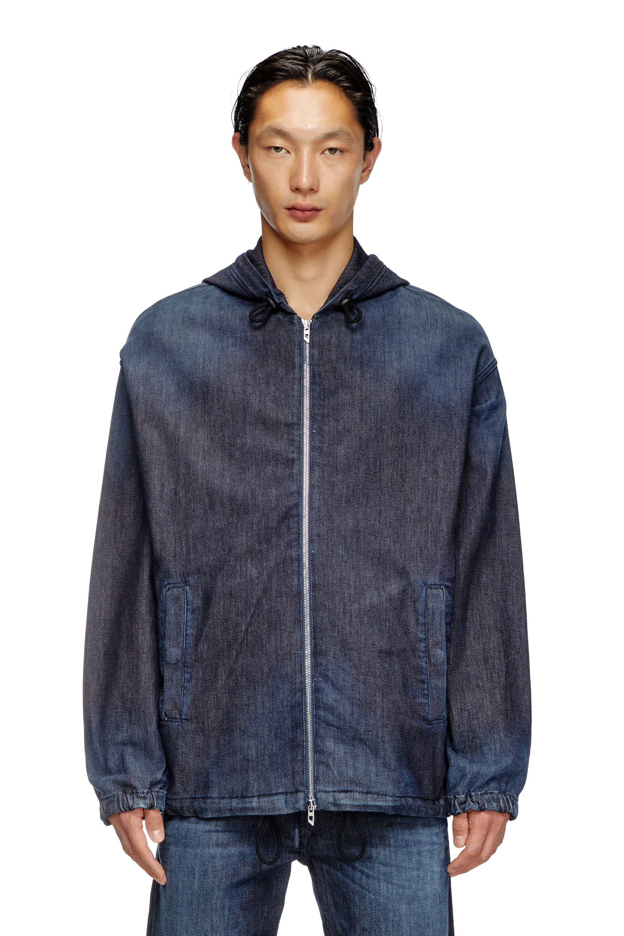 Diesel - D-WYNNY JOGG, Man's Hooded JoggJeans jacket in Dark Blue - 3