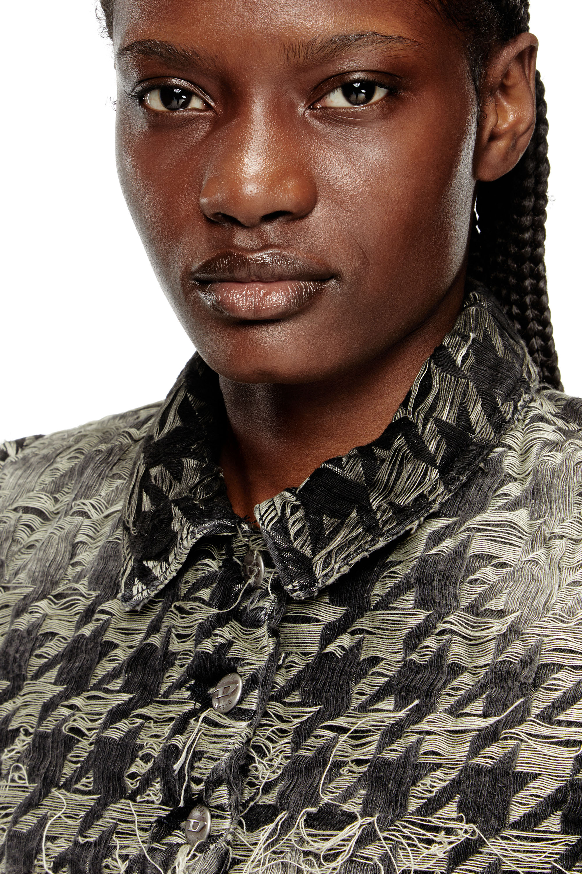 DE-ANSIS-FSH2, Black/White Diesel - DE-ANSIS-FSH2, Woman's Shrug in houndstooth-weave denim in Black/White - 5
