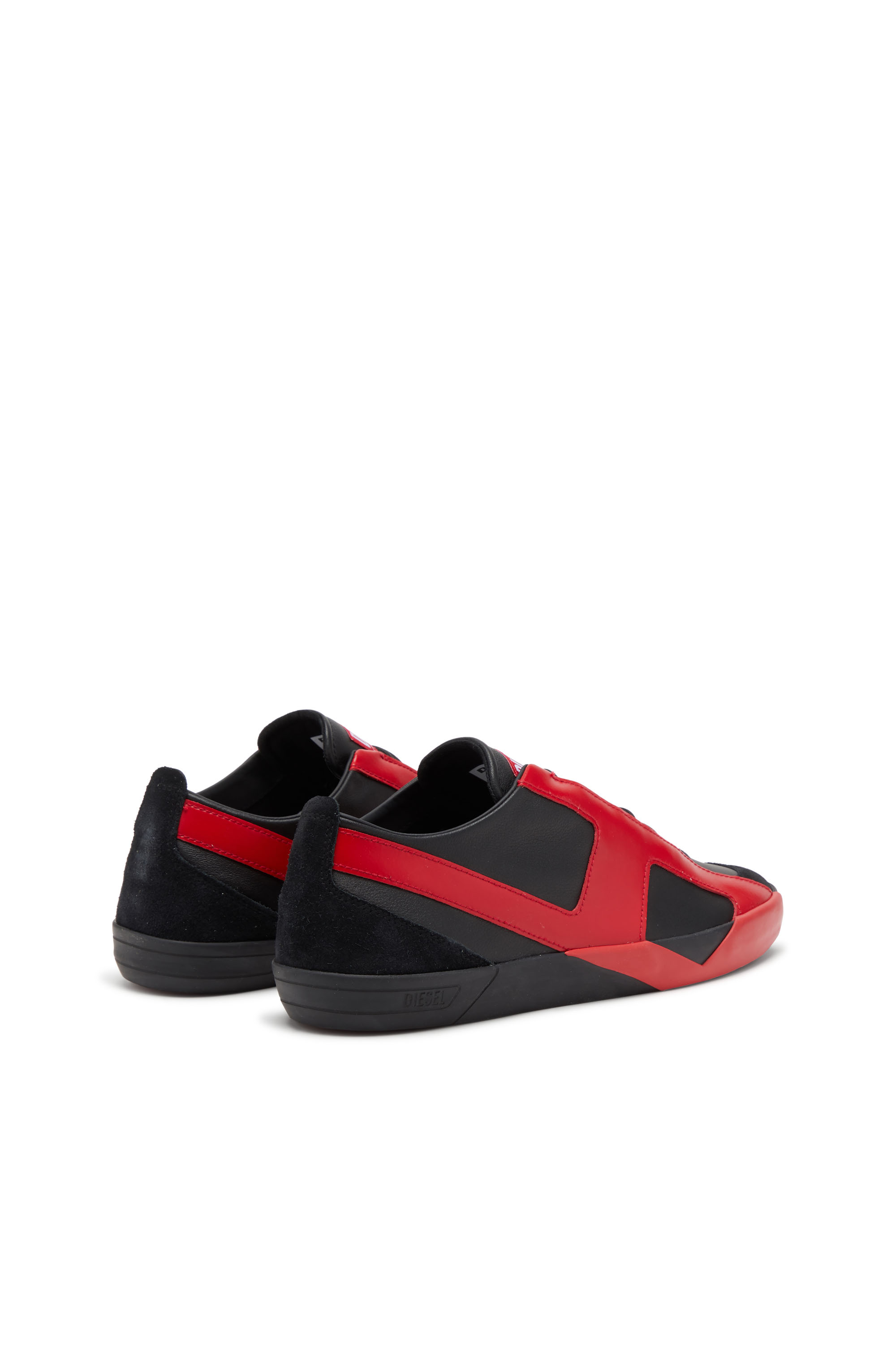Diesel - S-SLANTE-D LOW, Man's Sneakers in suede and leather with D logo in Black/Red - 3