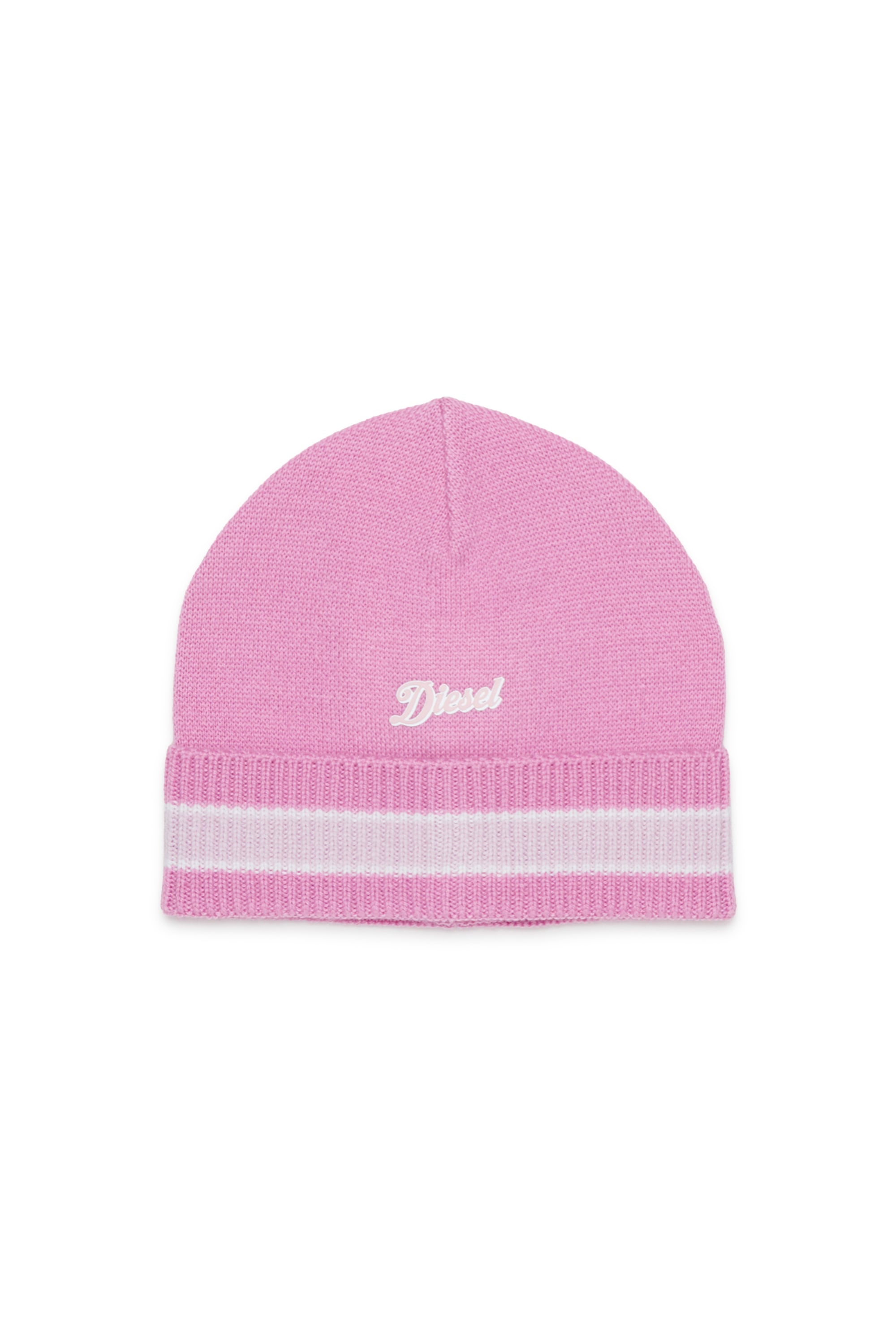 Diesel - FMOB, Unisex's Striped beanie in wool blend in Pink - 1
