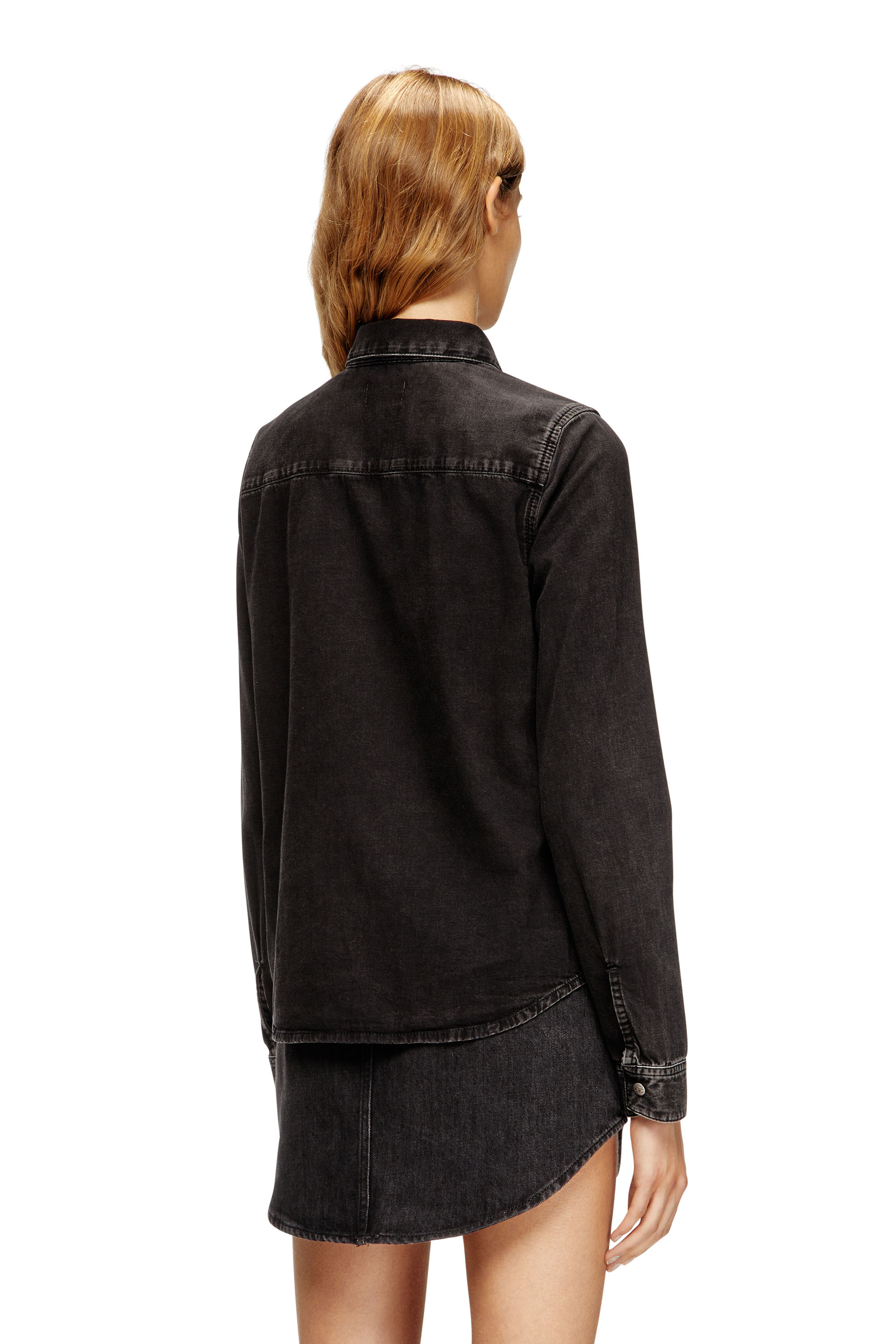 Diesel - DE-EAZY, Woman's Denim shirt with contrasting stitching in Black - 4