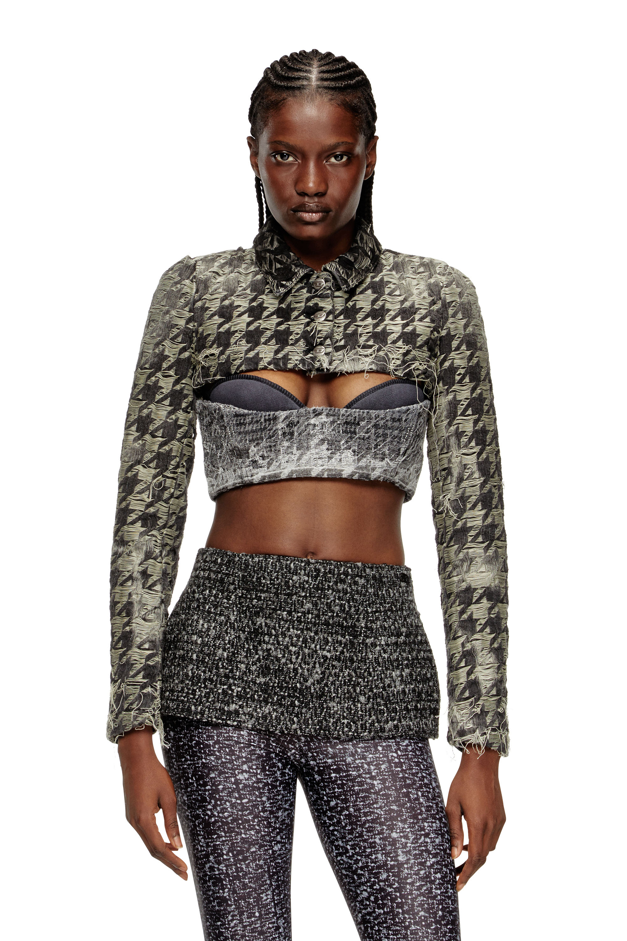 DE-ANSIS-FSH2, Black/White Diesel - DE-ANSIS-FSH2, Woman's Shrug in houndstooth-weave denim in Black/White - 3