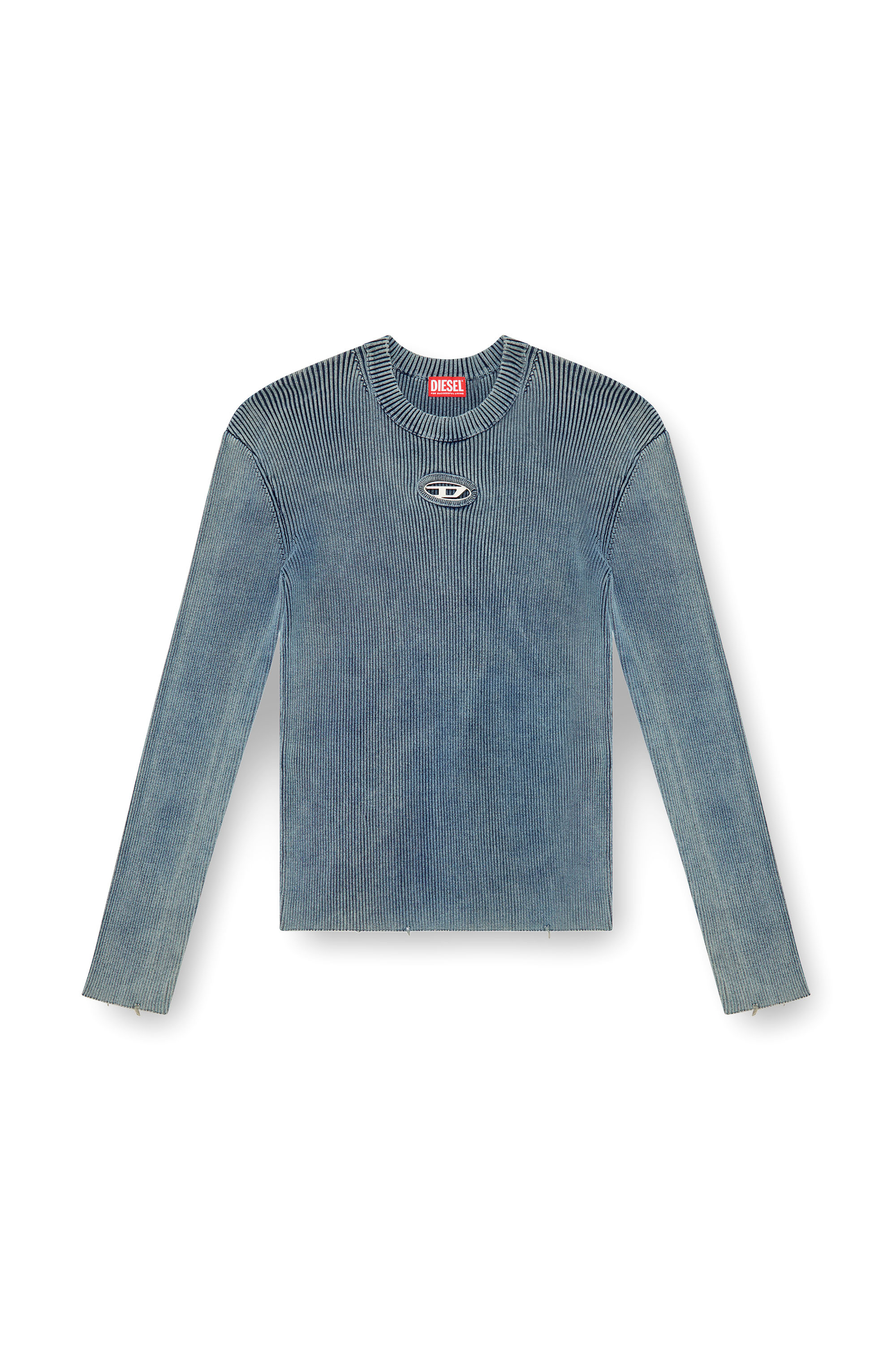 Diesel - K-DARIN-A, Man's Cut-out jumper with Oval D in Blue - 2